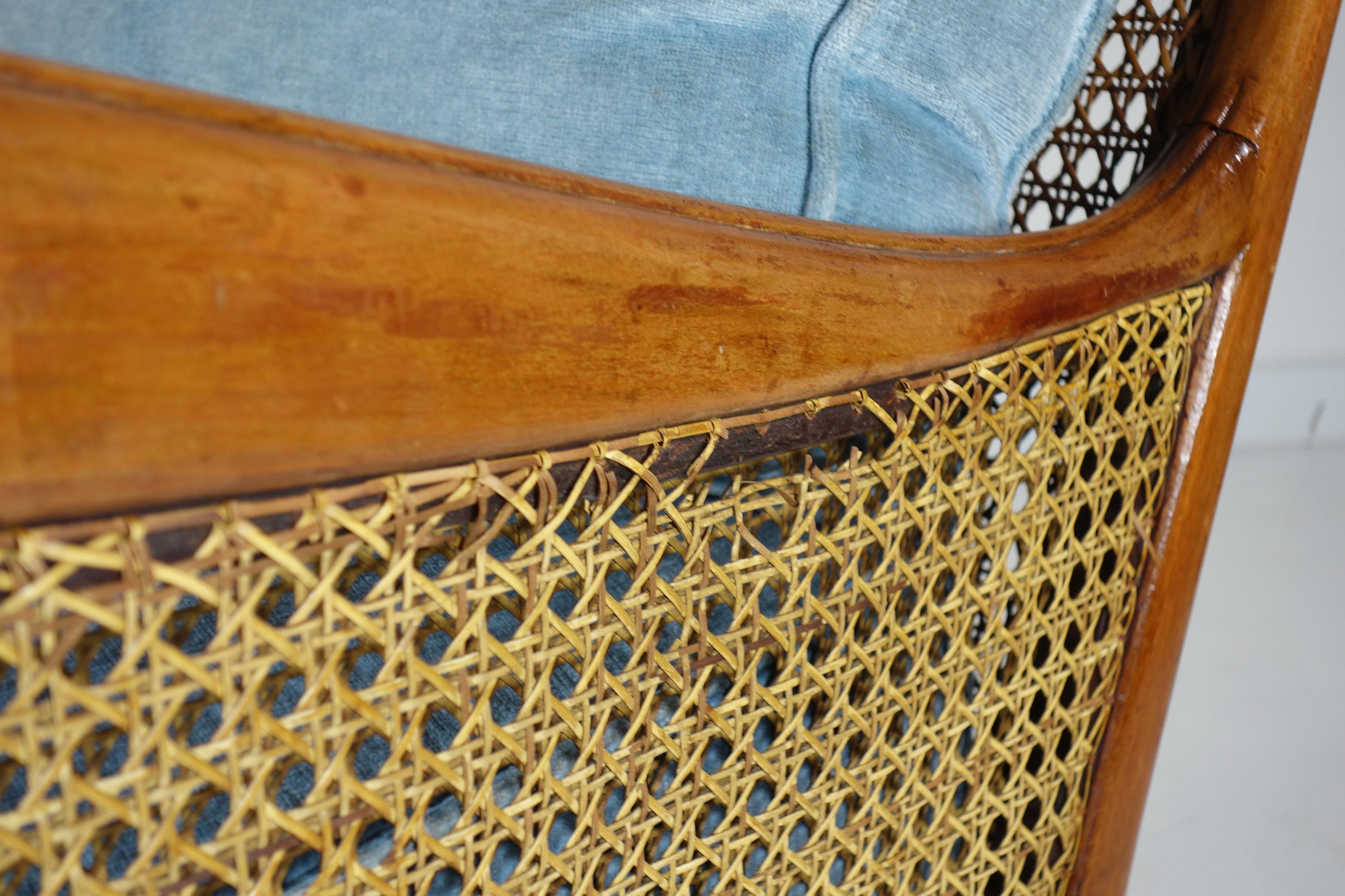 1940 Paolo Buffa Cane Wood Italienisches Design Sesselpaar im Angebot 1