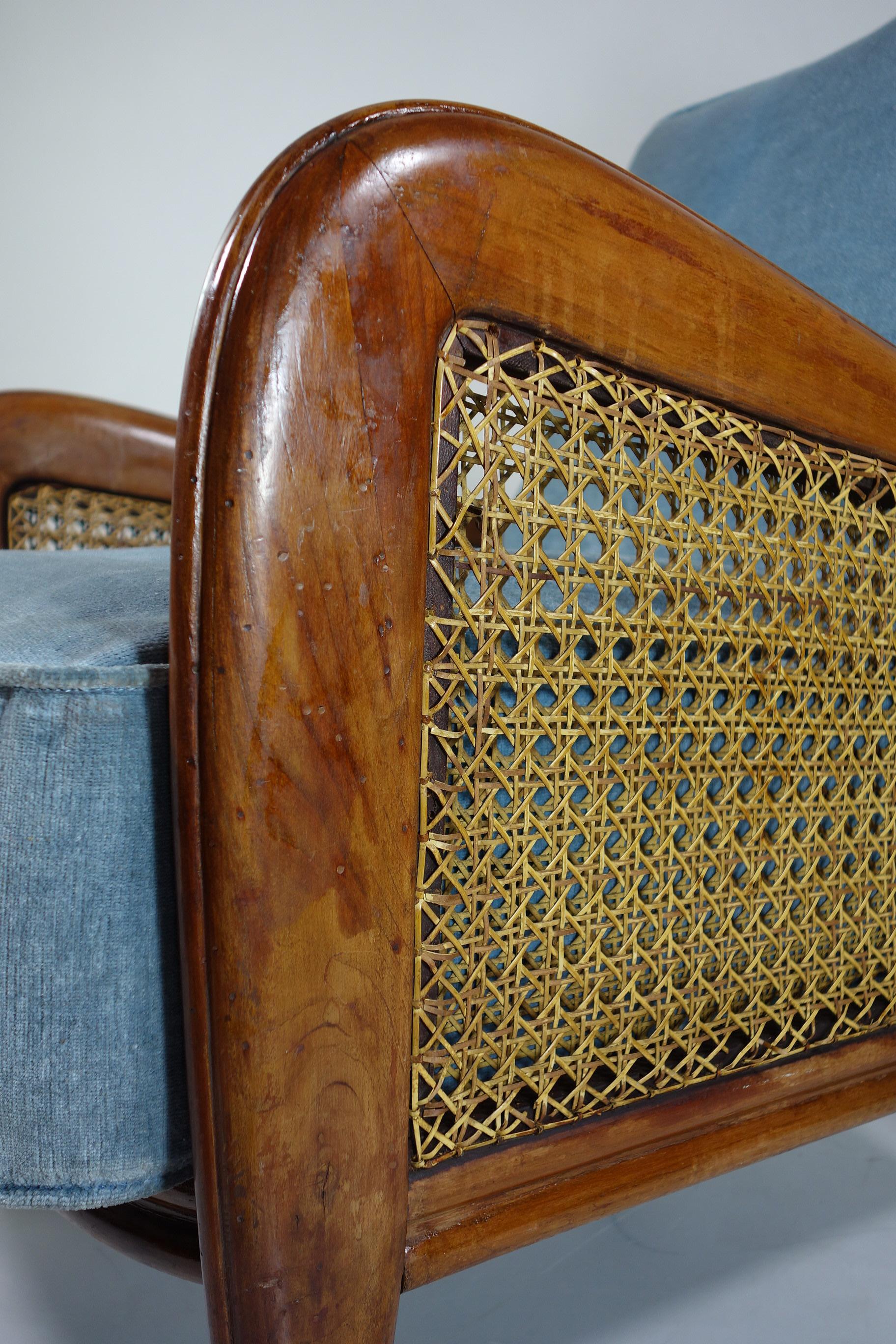 1940 Paolo Buffa Cane Wood Italienisches Design Sesselpaar im Angebot 2