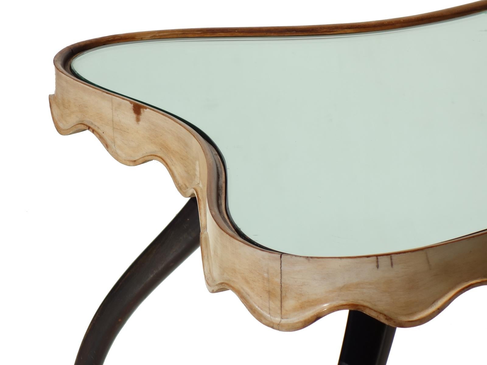 1940 Paolo Buffa Italian Design Mirror Wood Coffee Table In Excellent Condition In Brescia, IT