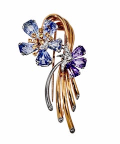 1940 Pastel Blue & Violet Fancy Sapphire Brooch by Oscar Heyman Brothers