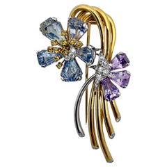 1940 Pastel Blue & Violet Fancy Sapphire Brooch by Oscar Heyman Brothers