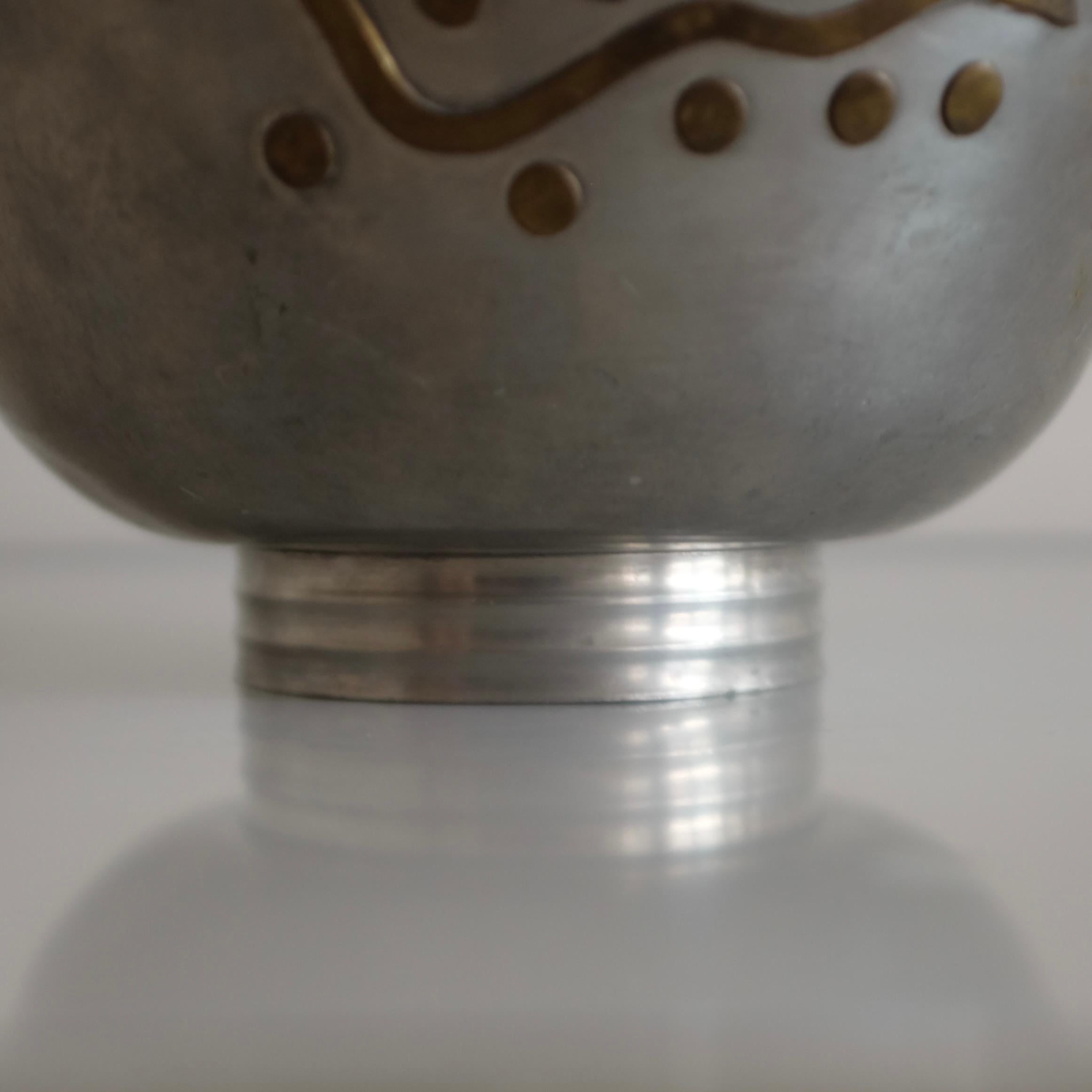 Scandinavian Modern 1940 Pewter and Brass bowl by Mabos For Sale