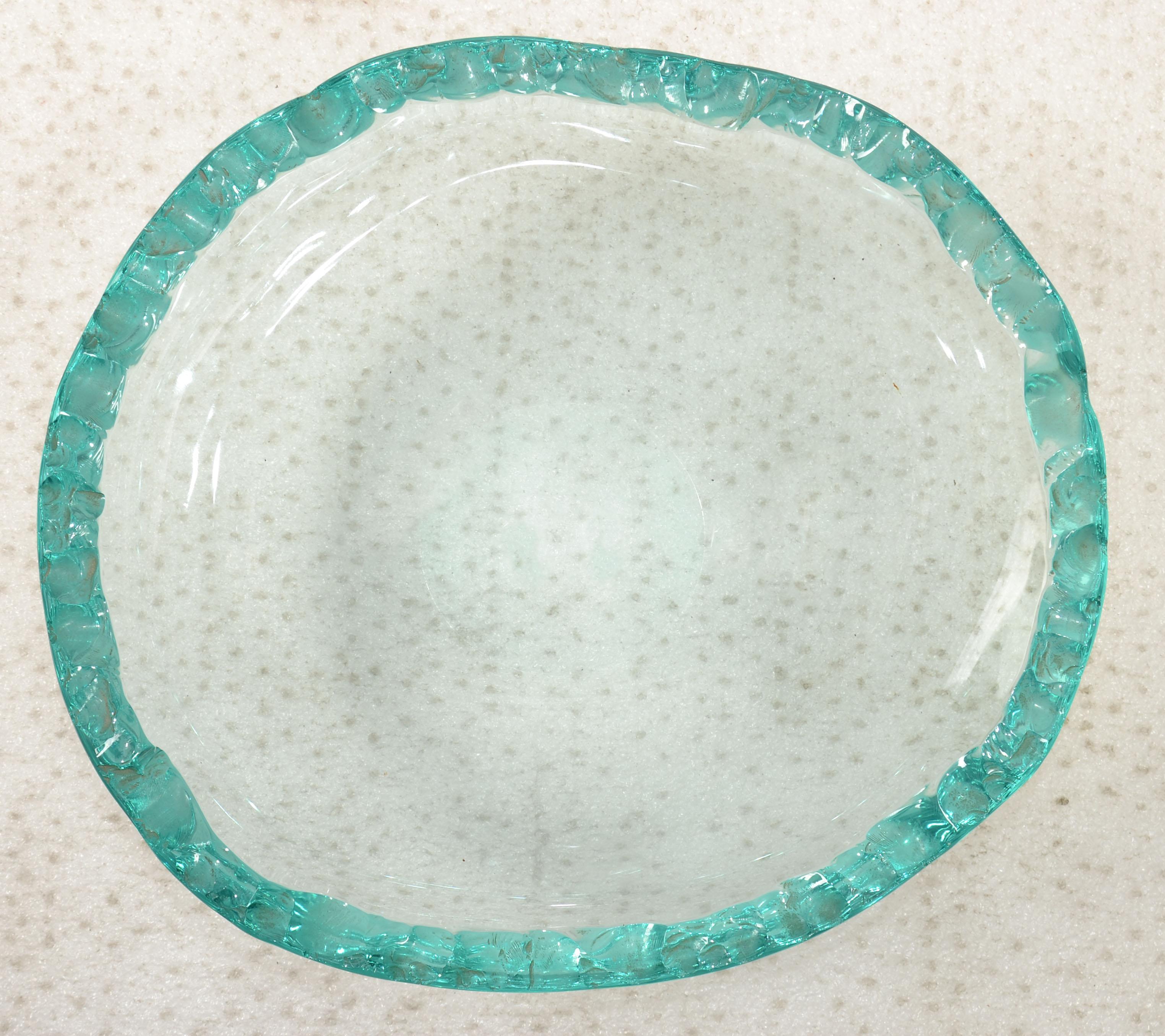 1940 Pietro Chiesa Ciotola in vetro d'arte pesante cesellato Greene & Greene Fontana Arte Italia in vendita 2