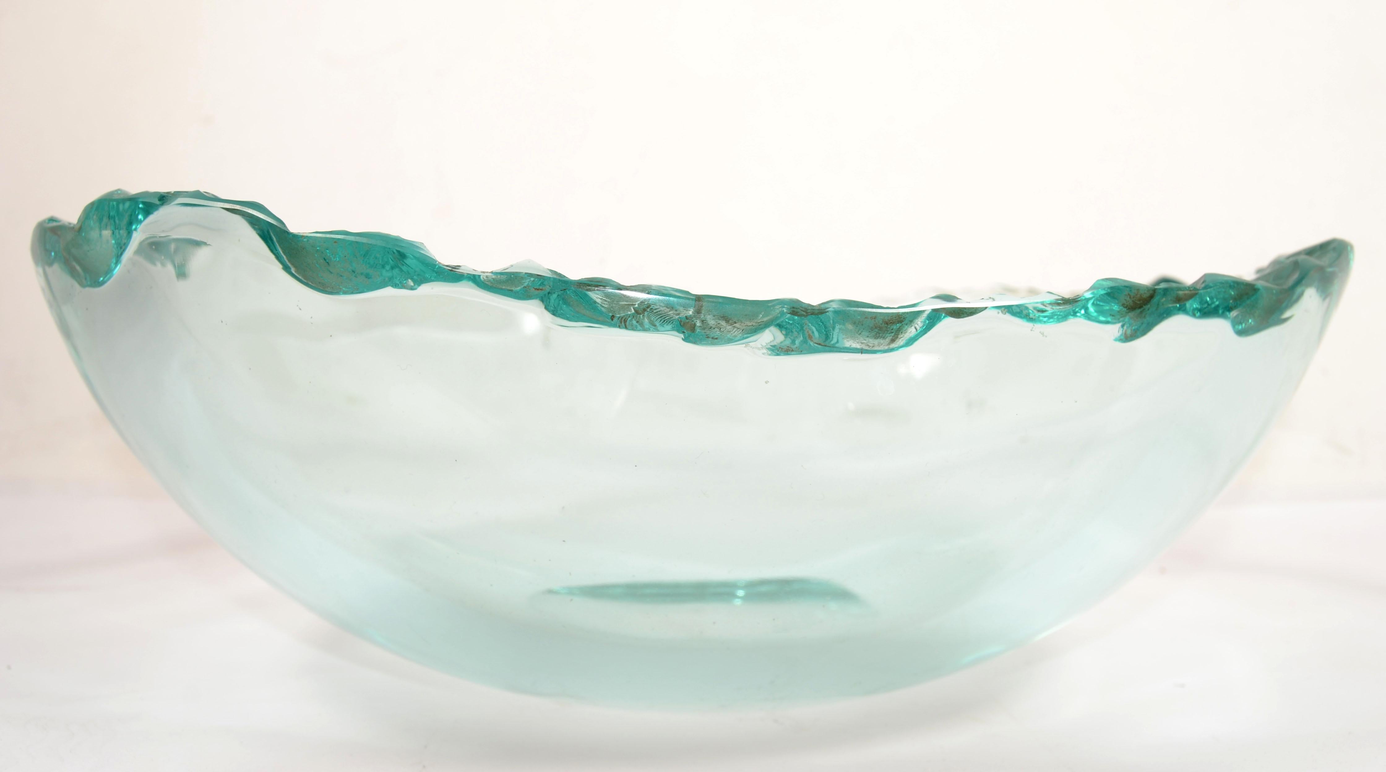 1940 Pietro Chiesa Ciotola in vetro d'arte pesante cesellato Greene & Greene Fontana Arte Italia in vendita 4