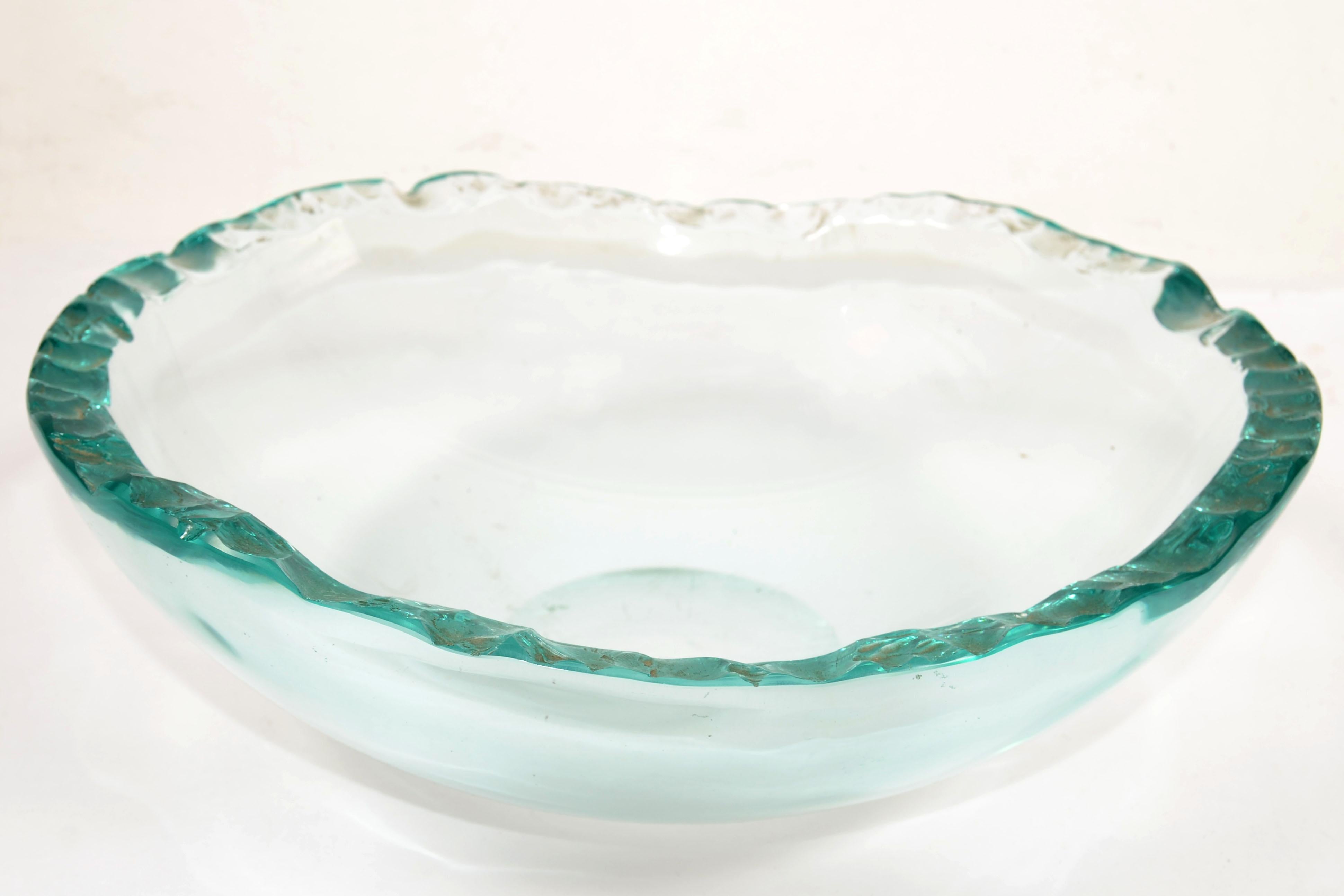 1940 Pietro Chiesa Ciotola in vetro d'arte pesante cesellato Greene & Greene Fontana Arte Italia in vendita 5