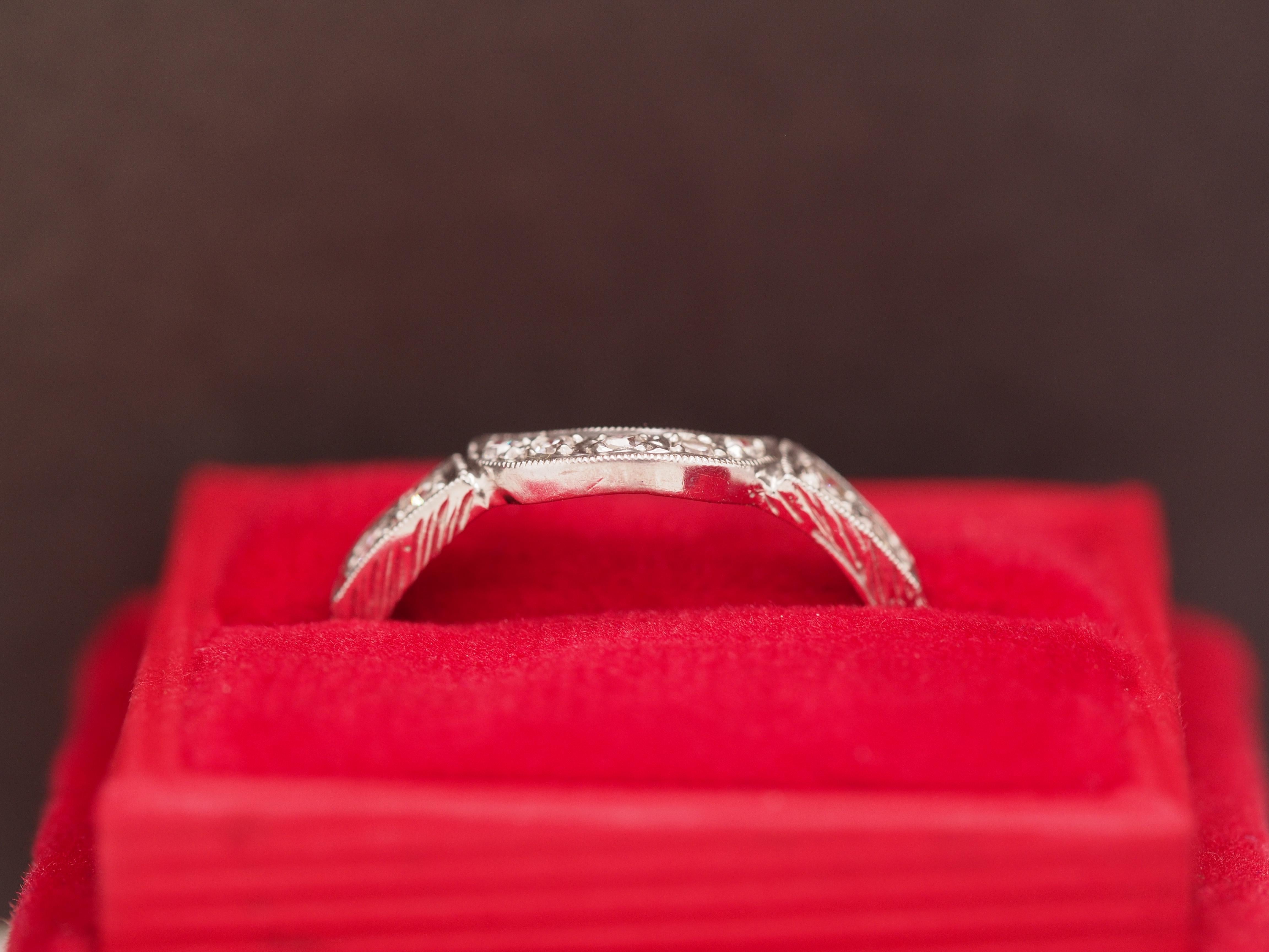 1940 Platinum .25cttw Diamond Arched Wedding Band For Sale 2