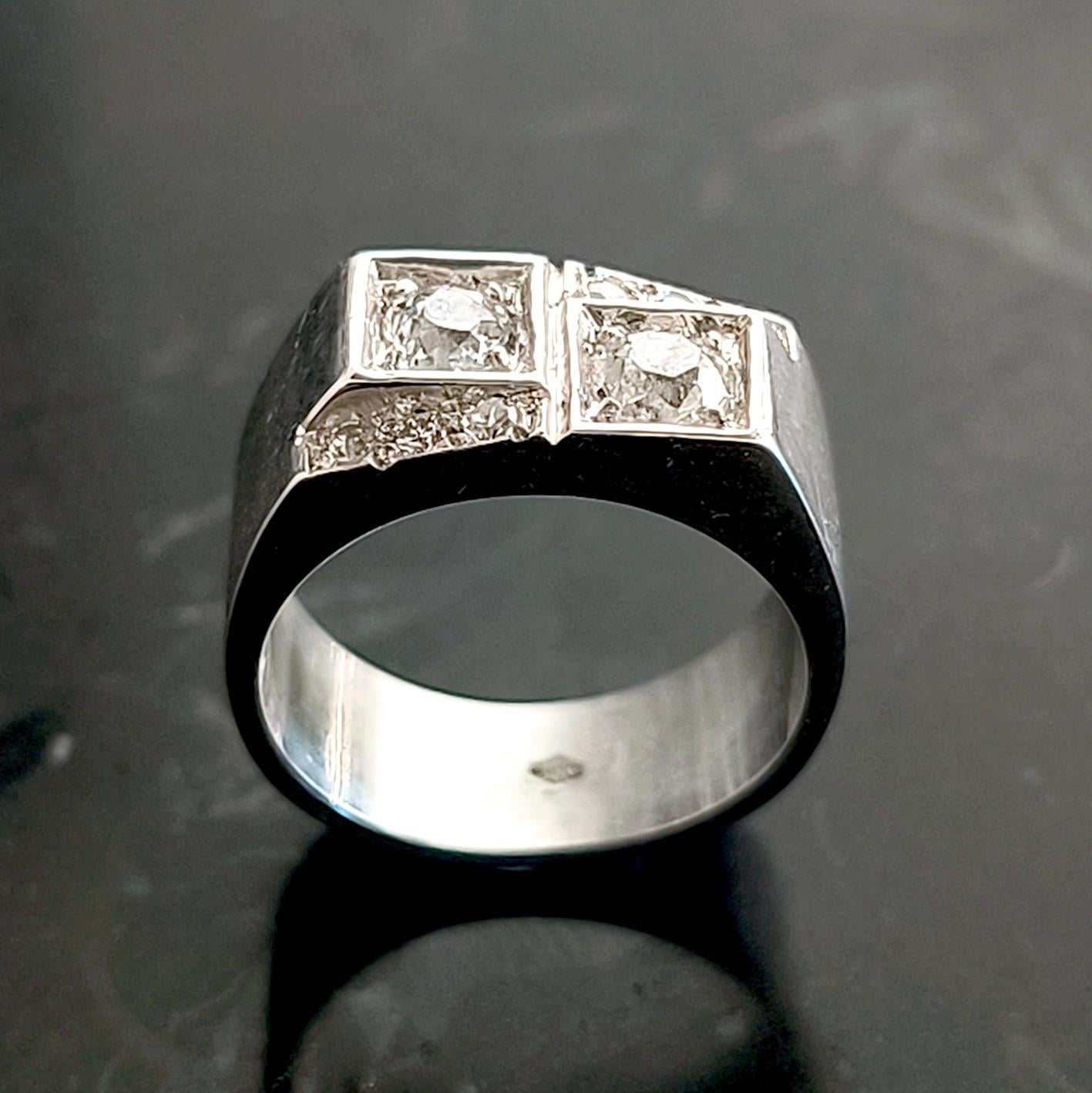 1940 René BOIVIN Ring aus Silber und Diamanten (Art déco) im Angebot