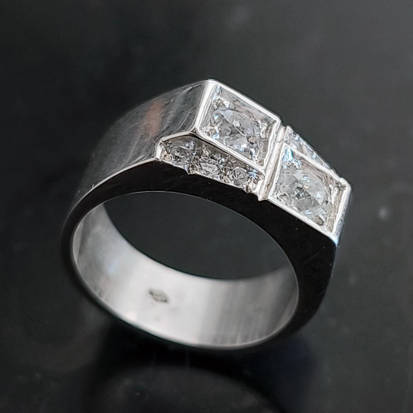 1940 René BOIVIN Ring aus Silber und Diamanten (Alteuropäischer Schliff) im Angebot