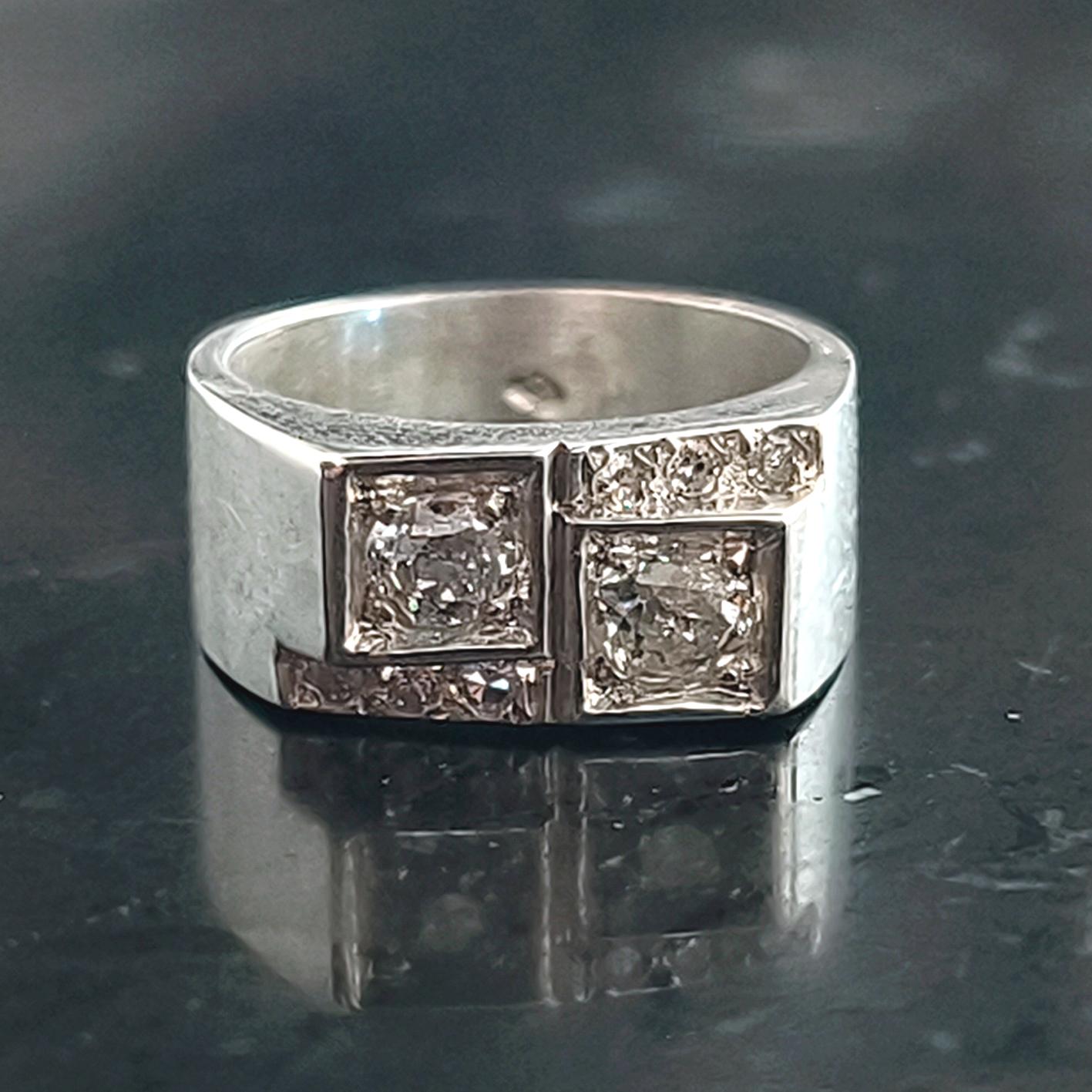1940 René BOIVIN Ring aus Silber und Diamanten im Zustand „Gut“ im Angebot in Valenza, IT