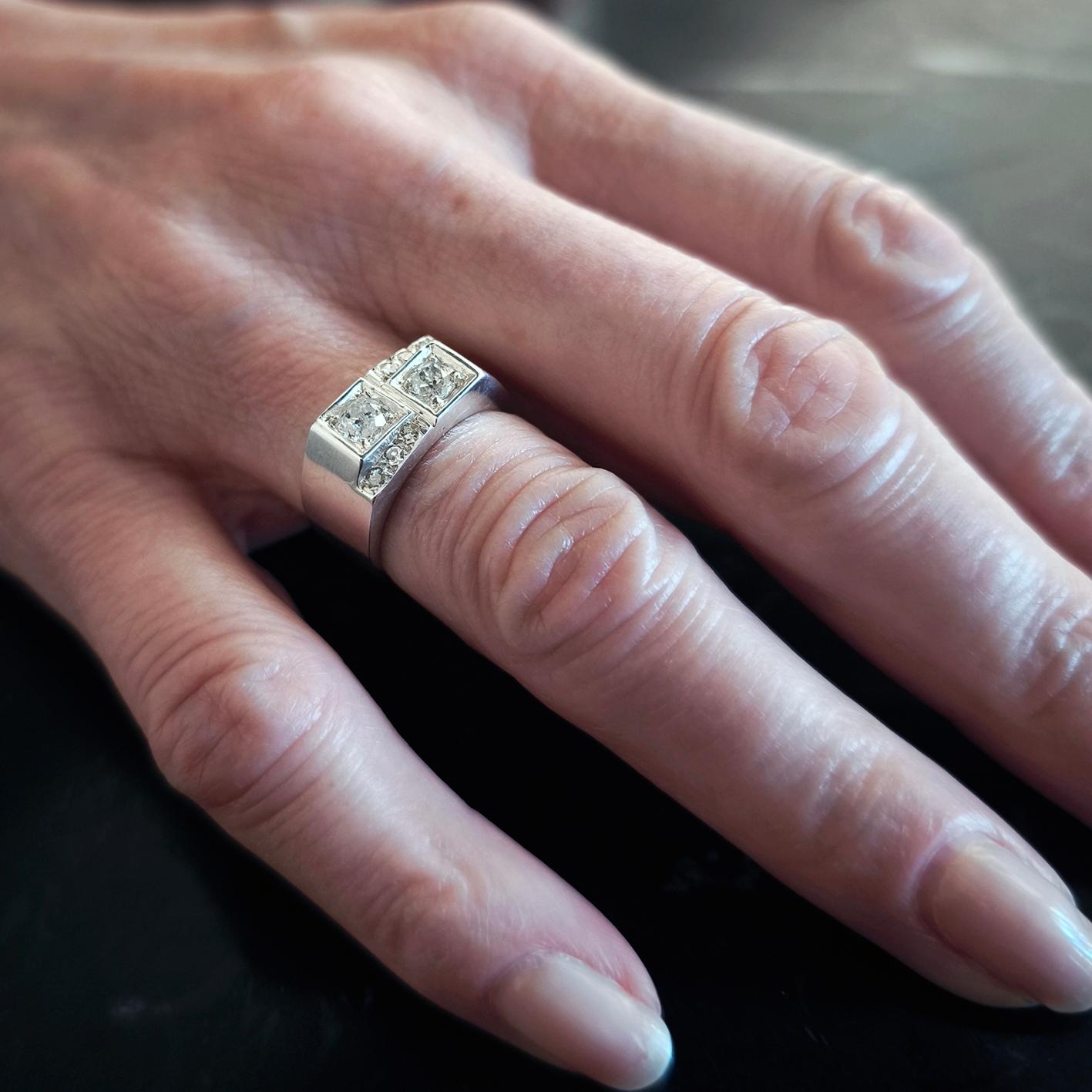 1940 René BOIVIN Ring aus Silber und Diamanten im Angebot 3