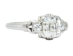 1940 Retro 1.35 Carat Asscher Diamond Platinum Engagement Ring