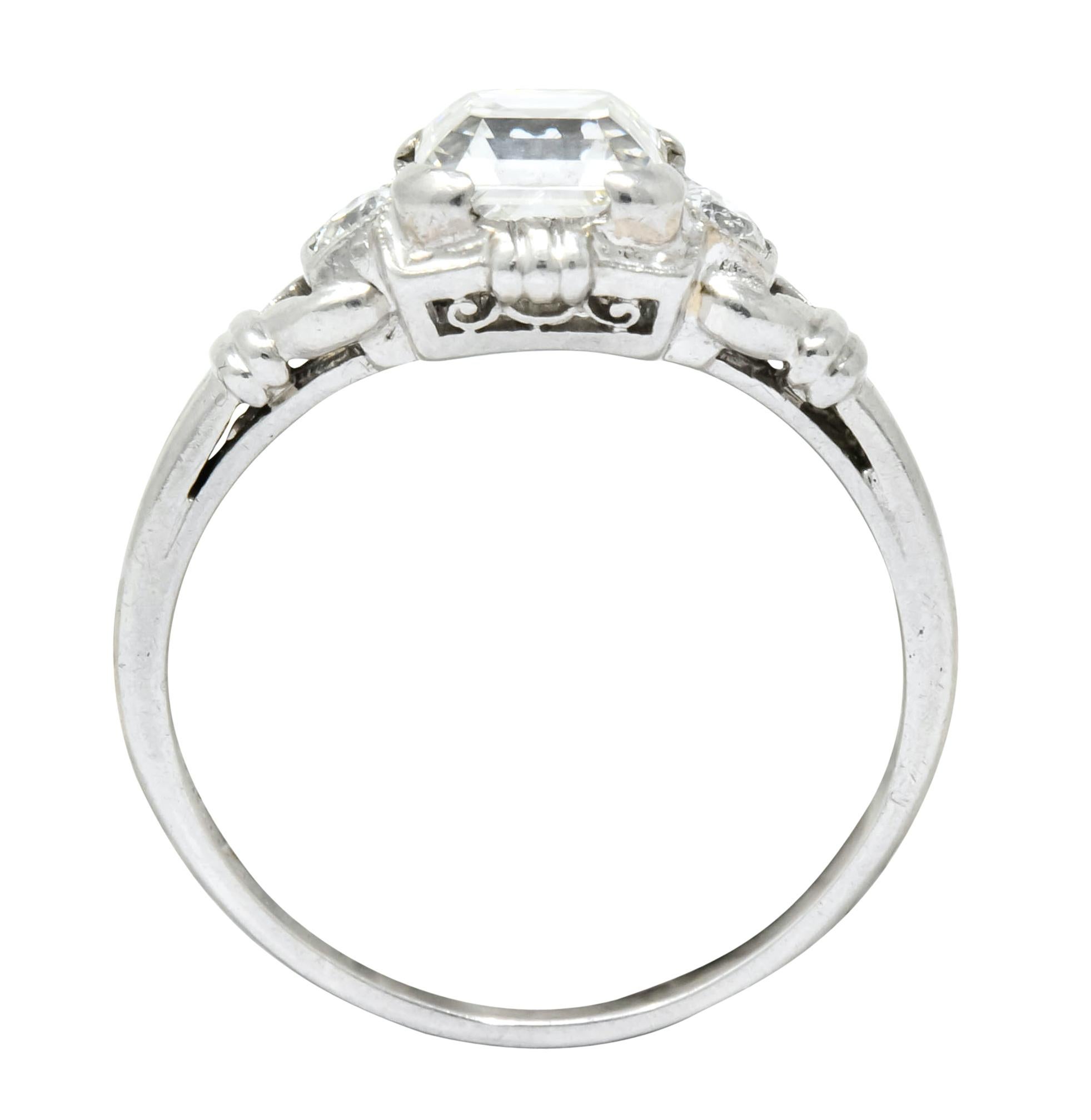 1940 Retro 1.35 Carat Asscher Diamond Platinum Engagement Ring 3