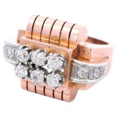 1940 Retro 18kt Rose Gold & Platinum Ring with 1.00 Cts in Diamonds
