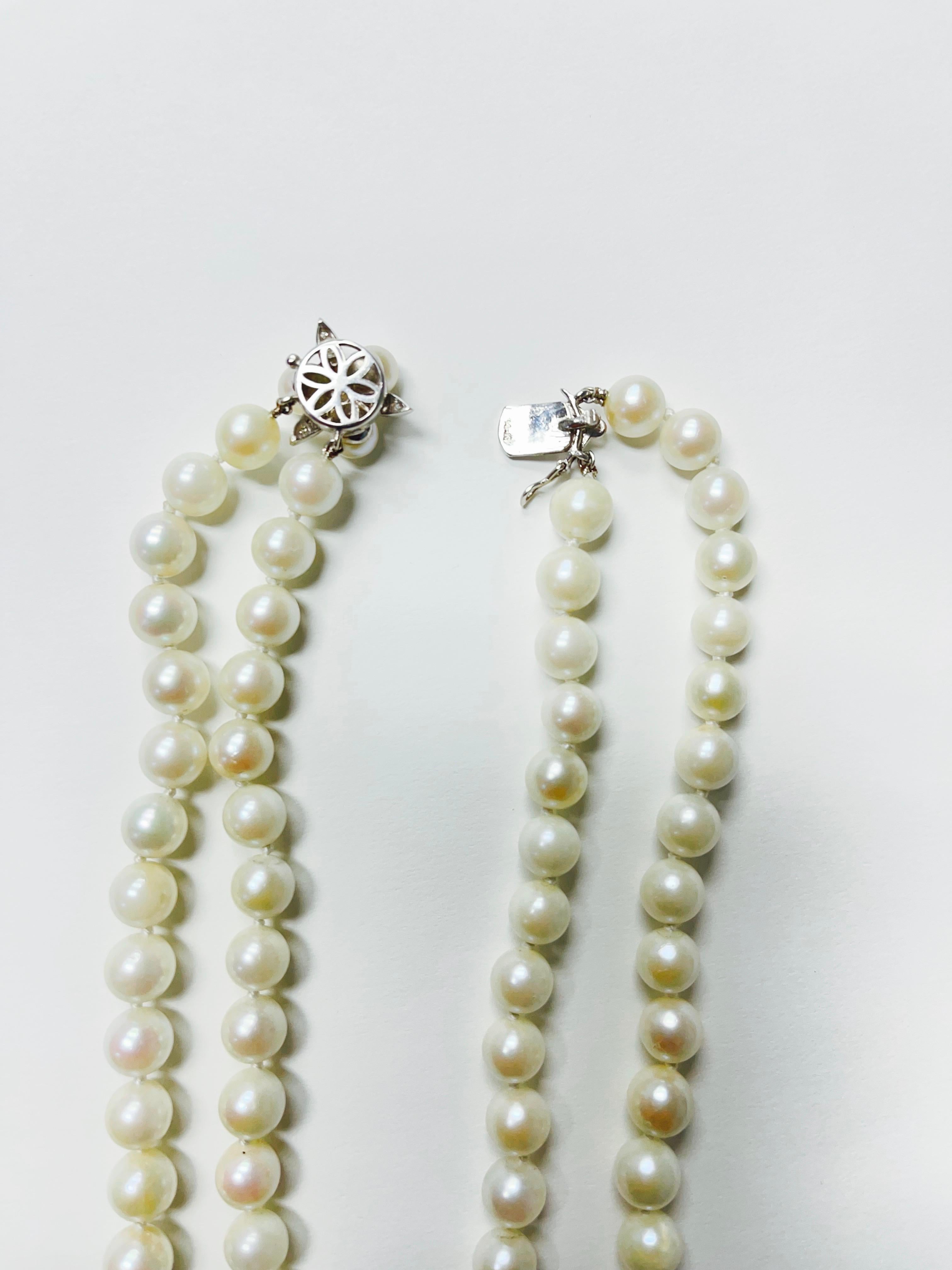 1940 Retro Collier de perles, diamants et rubis en or jaune 14K en vente 3