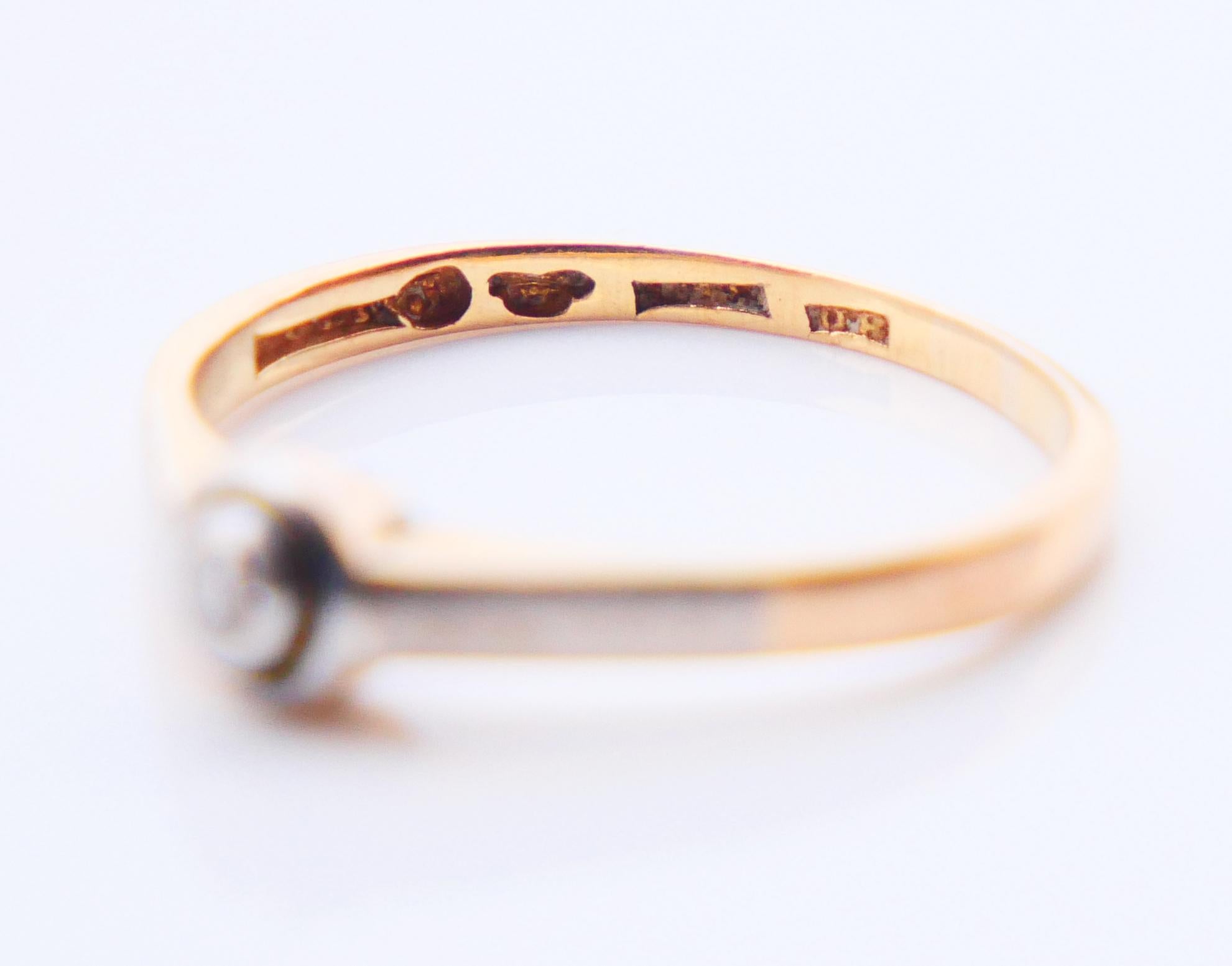 1940 Anello 0,1ct Diamante solido in oro 18K ØUS 5 / 1,8gr in vendita 7