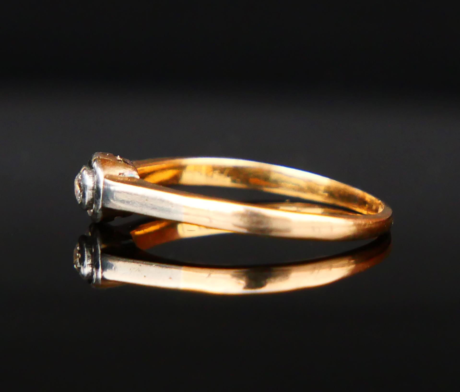Art Déco 1940 Anello 0,1ct Diamante solido in oro 18K ØUS 5 / 1,8gr in vendita