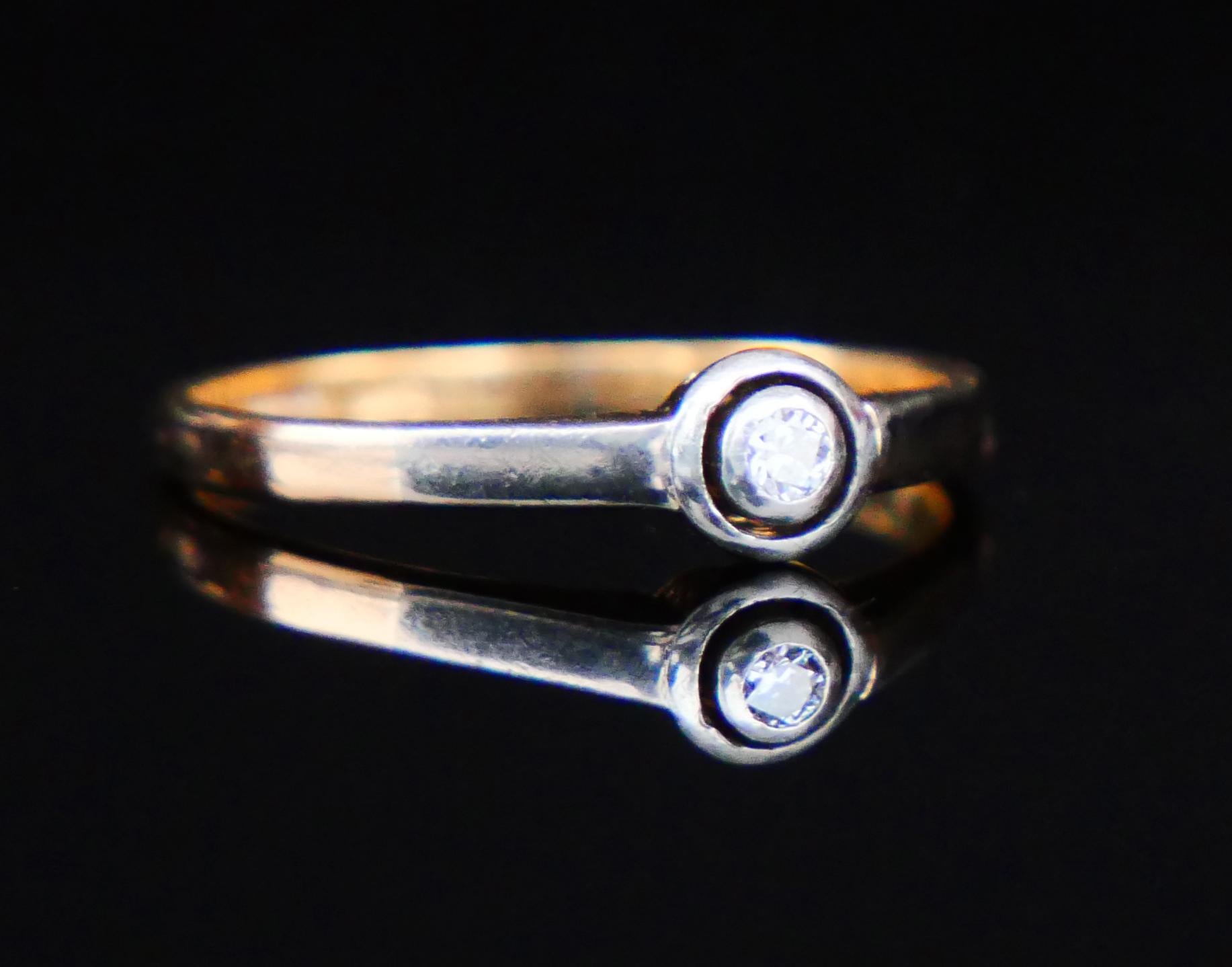 Taglio antico europeo 1940 Anello 0,1ct Diamante solido in oro 18K ØUS 5 / 1,8gr in vendita