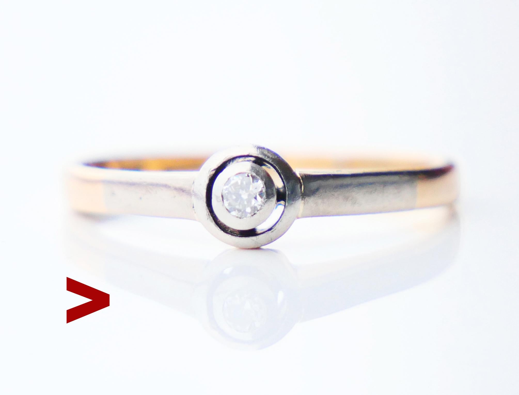 1940 Anello 0,1ct Diamante solido in oro 18K ØUS 5 / 1,8gr in vendita 2