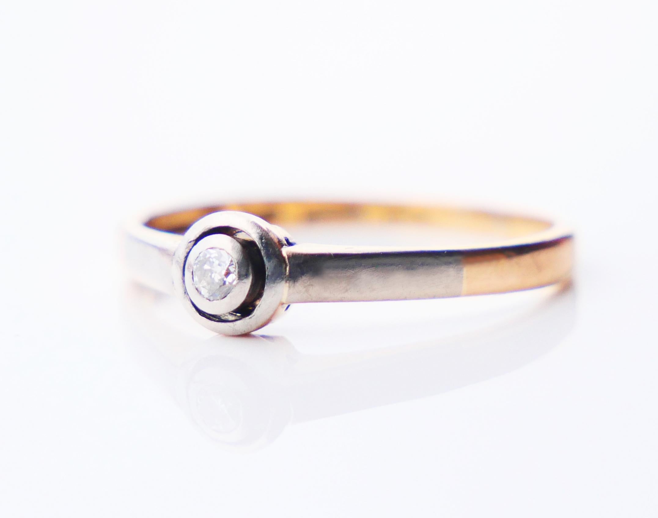 1940 Anello 0,1ct Diamante solido in oro 18K ØUS 5 / 1,8gr in vendita 3