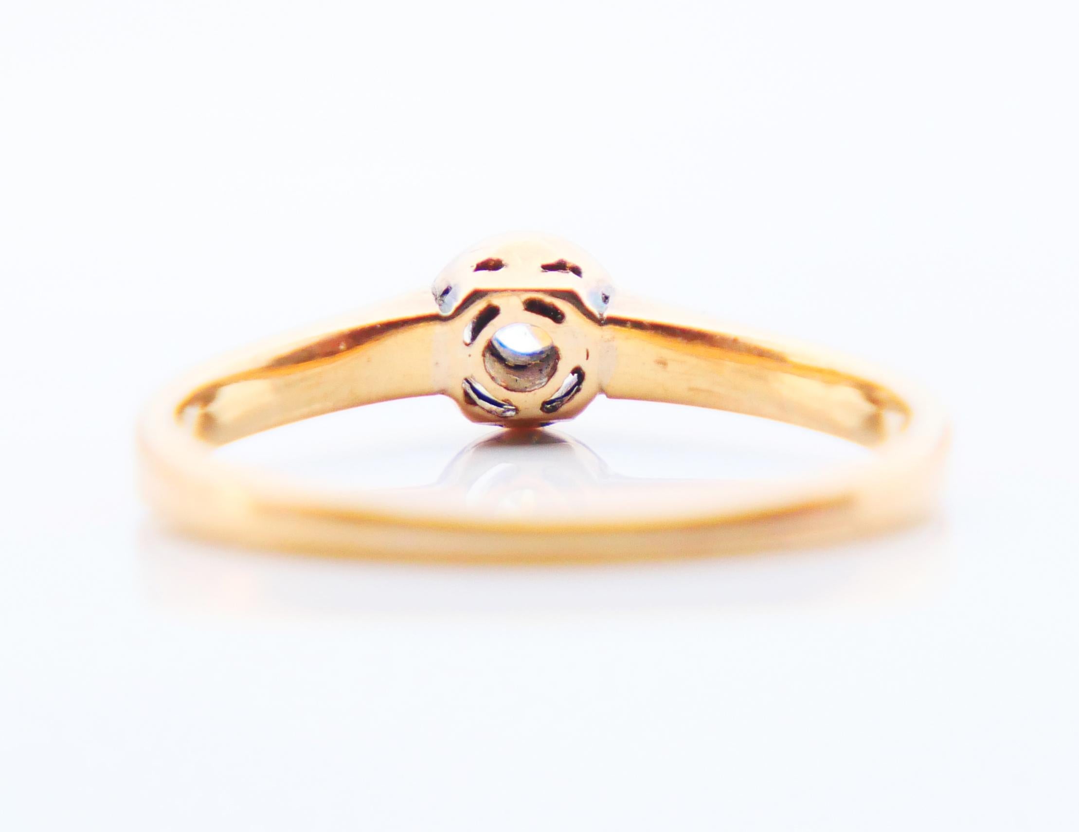 1940 Anello 0,1ct Diamante solido in oro 18K ØUS 5 / 1,8gr in vendita 4