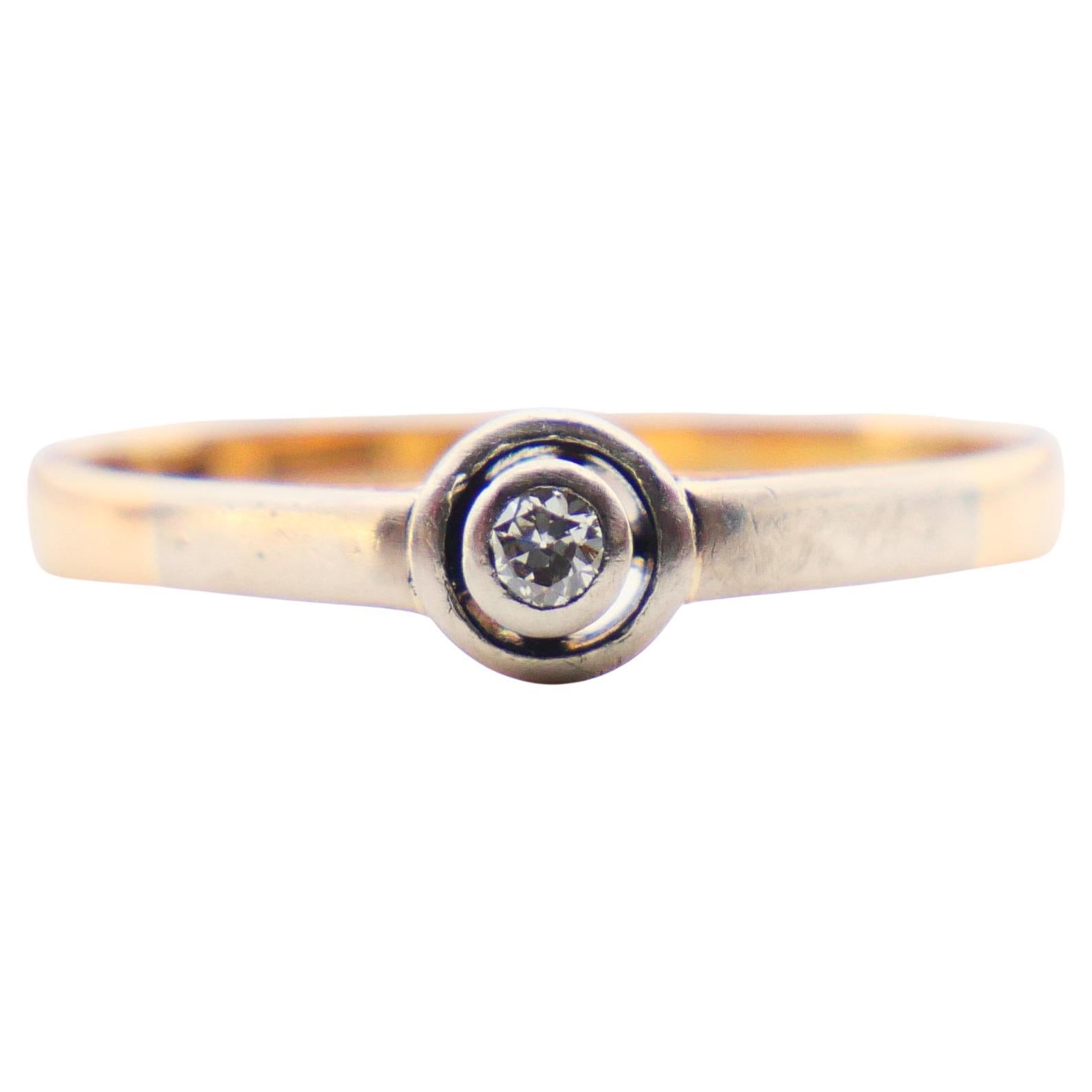 1940 Ring 0.1ct Diamond solid 18K Gold ØUS 5 / 1.8gr
