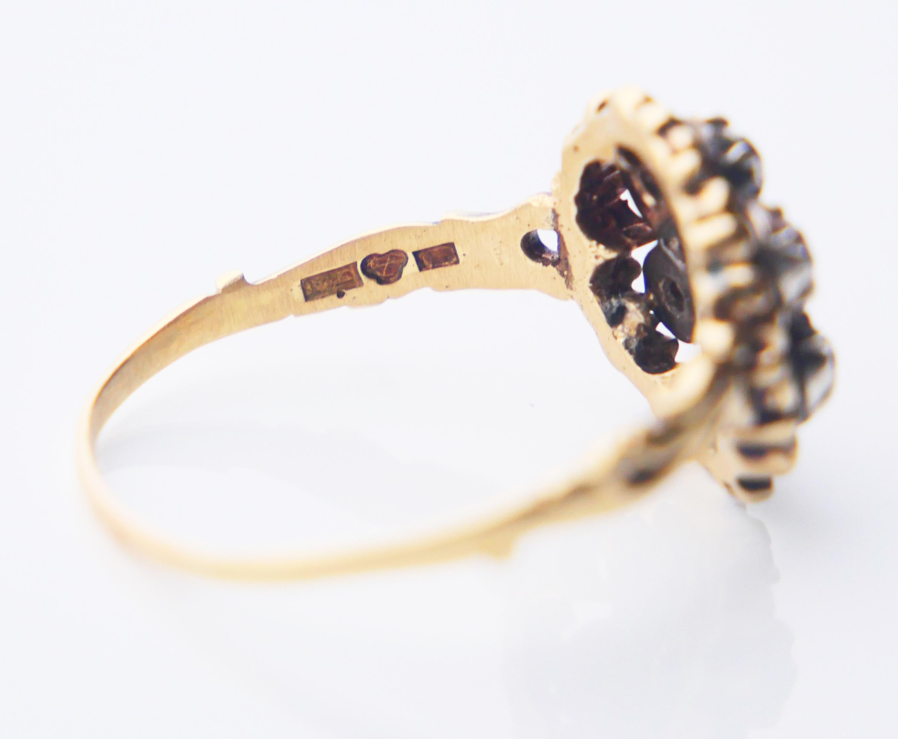 1940 Ring natural Emerald W.Sapphire solid 18K Gold Ø US10/ 4 gr For Sale 13
