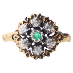 1940 Anillo Esmeralda natural W.Zafiro macizo Oro 18K Ø US10/ 4 gr