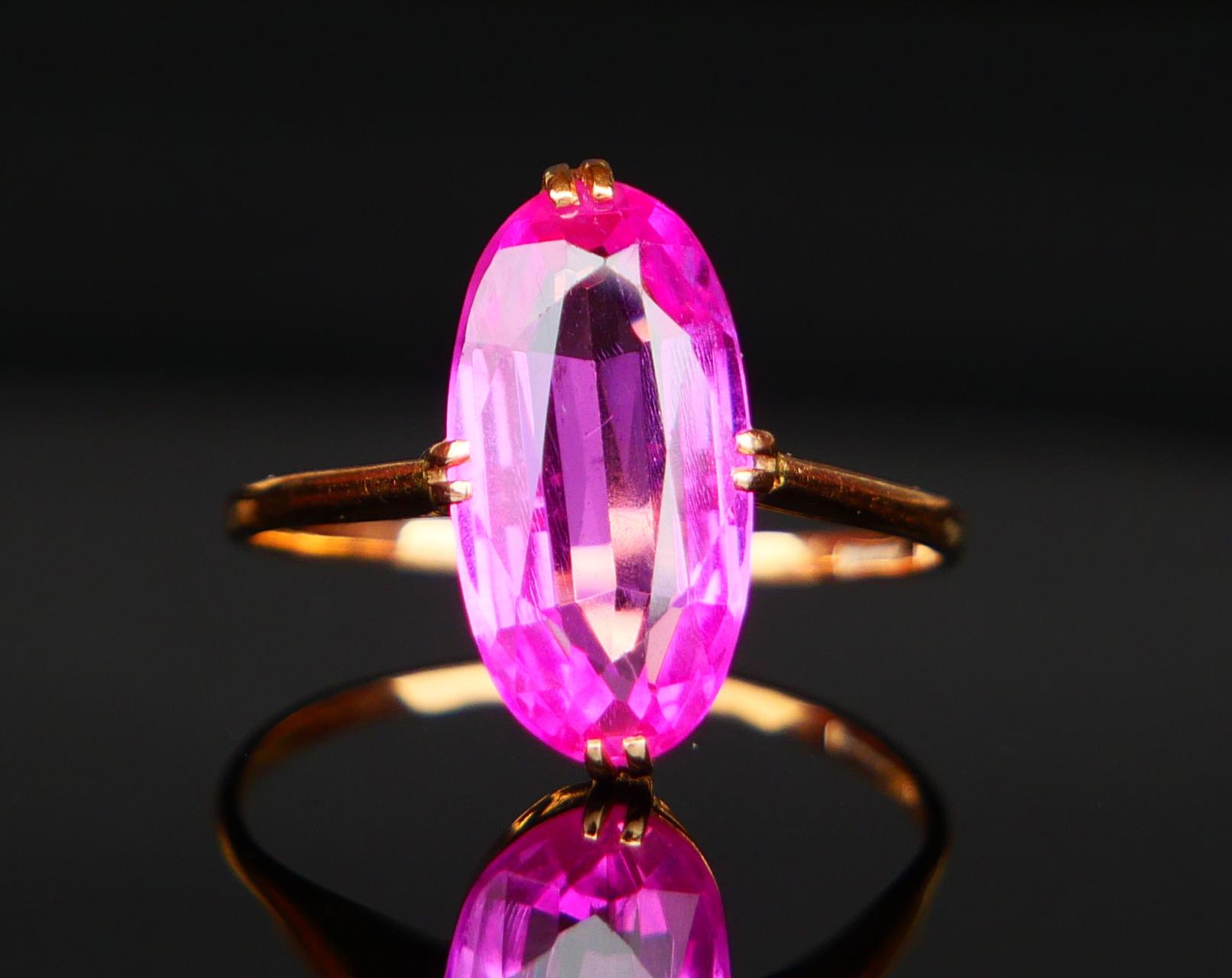 Art Deco 1940 Ring Ruby solid 18K Gold Ø US 7.25 / 2.25gr For Sale