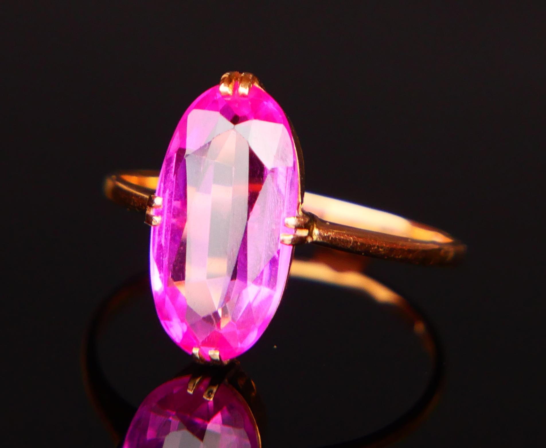Oval Cut 1940 Ring Ruby solid 18K Gold Ø US 7.25 / 2.25gr For Sale
