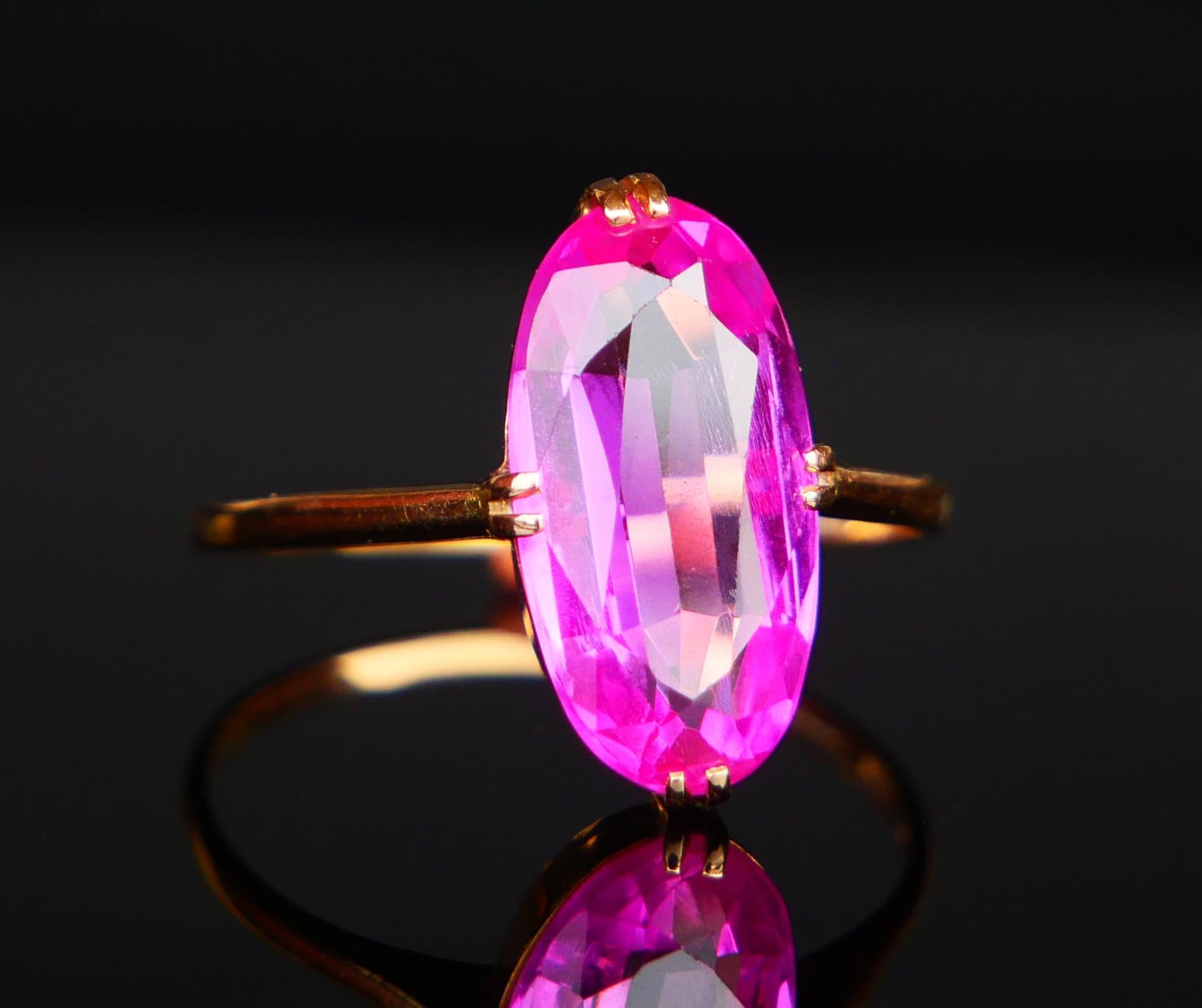 Women's 1940 Ring Ruby solid 18K Gold Ø US 7.25 / 2.25gr For Sale
