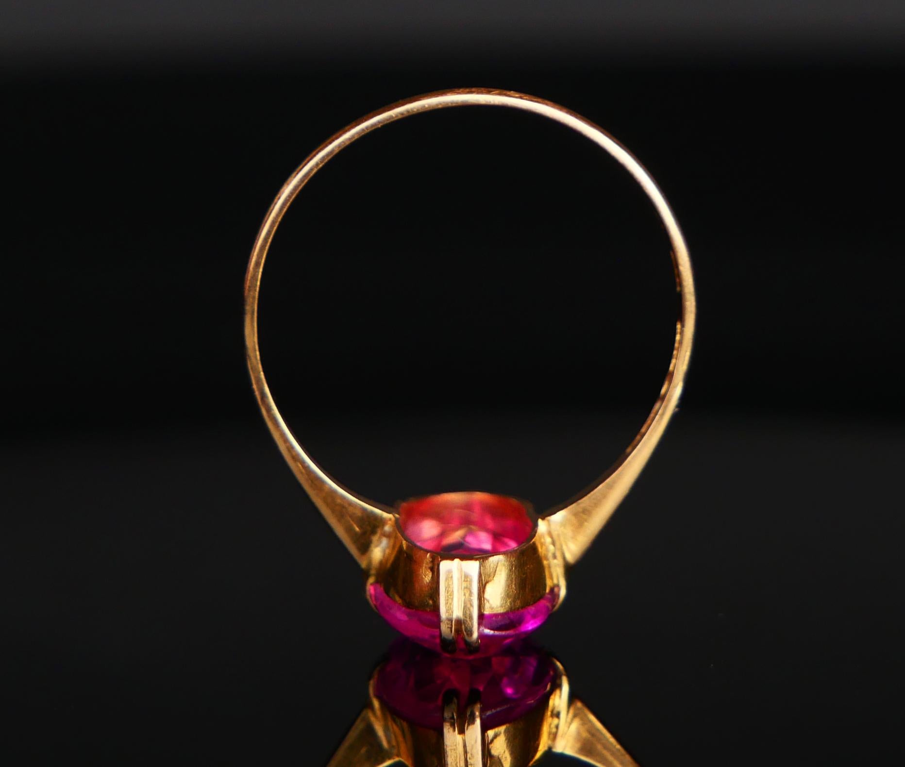 1940 Ring Ruby solid 18K Gold Ø US 7.25 / 2.25gr For Sale 1