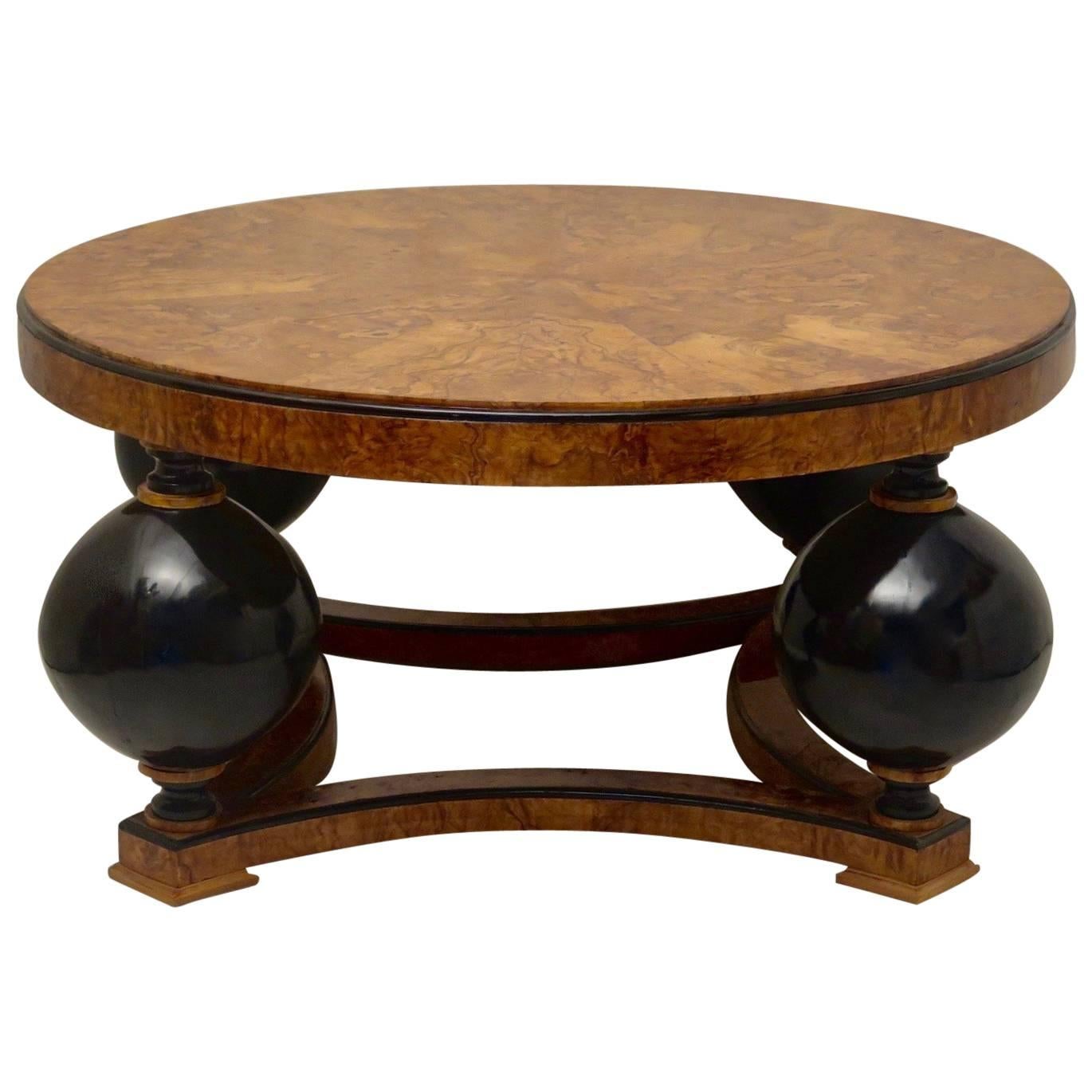 Art Deco Round Ash Wood Italian Sofa Table, 1940 at 1stDibs