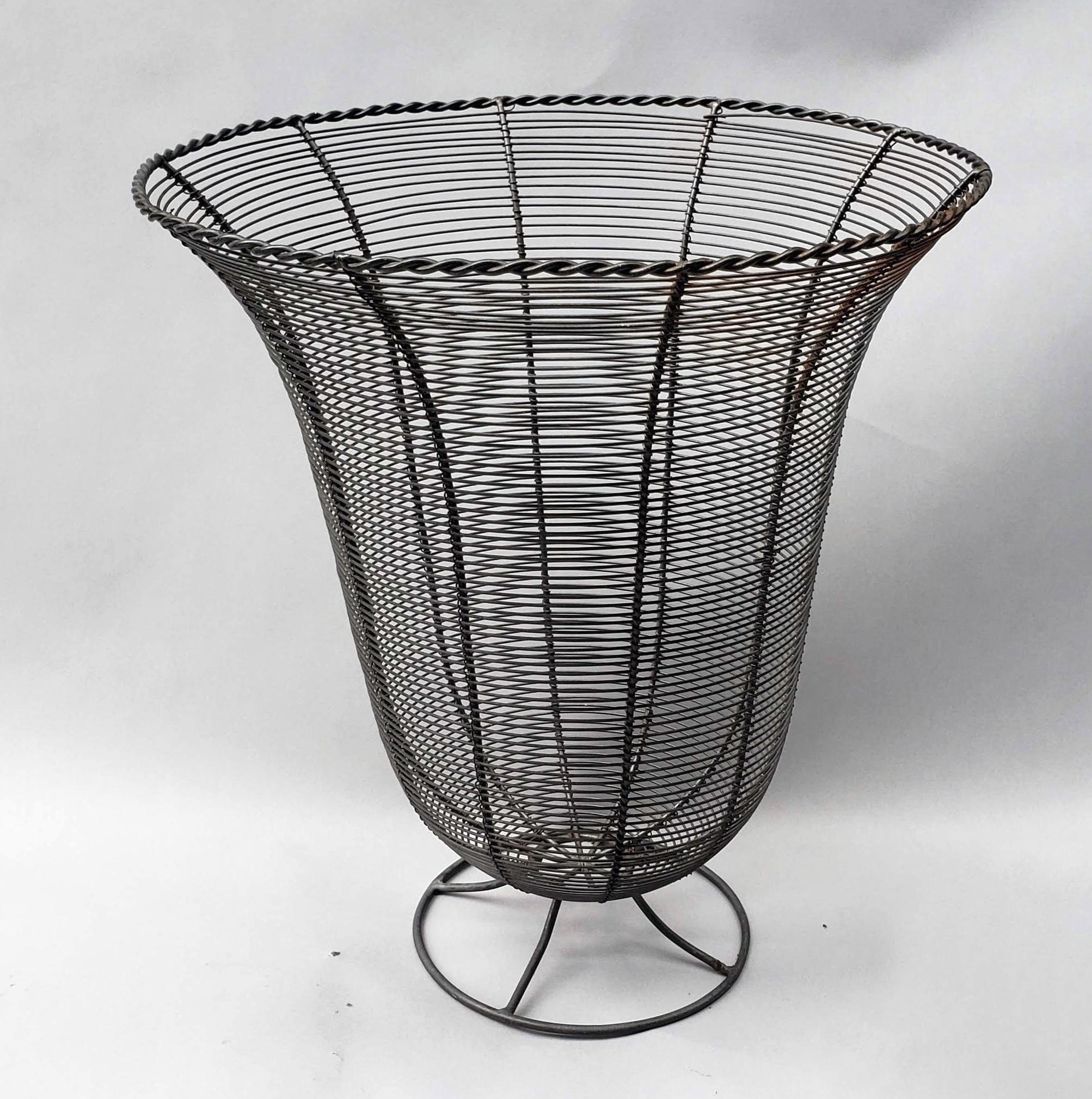 Mid-20th Century Midcentury 1940s American Wire Waste Basket For Sale
