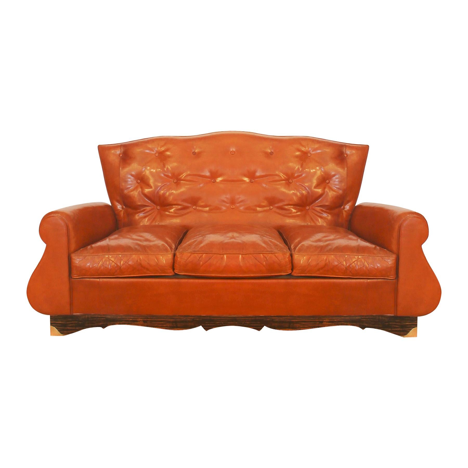 Moderne Couch im Chesterfield-Stil aus der Mitte des Jahrhunderts, Original-Polsterung – Frankreich