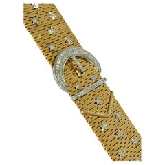 1940's Chevalier Bracelet with Diamonds in Stars in 18K Yellow and Platinum