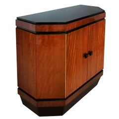Art Deco Cubist Cabinet with Two Doors in Mahogany, Brass, Opaline - Barcelona