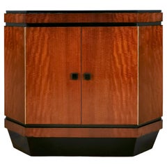 1940's Cubist Cabinet with Two Doors, Mahogany, Brass, Opaline, Barcelona
