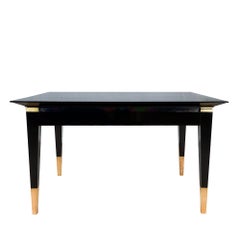 Mid-Century Modern Dining Table in Solid Mahogany and Brass - France