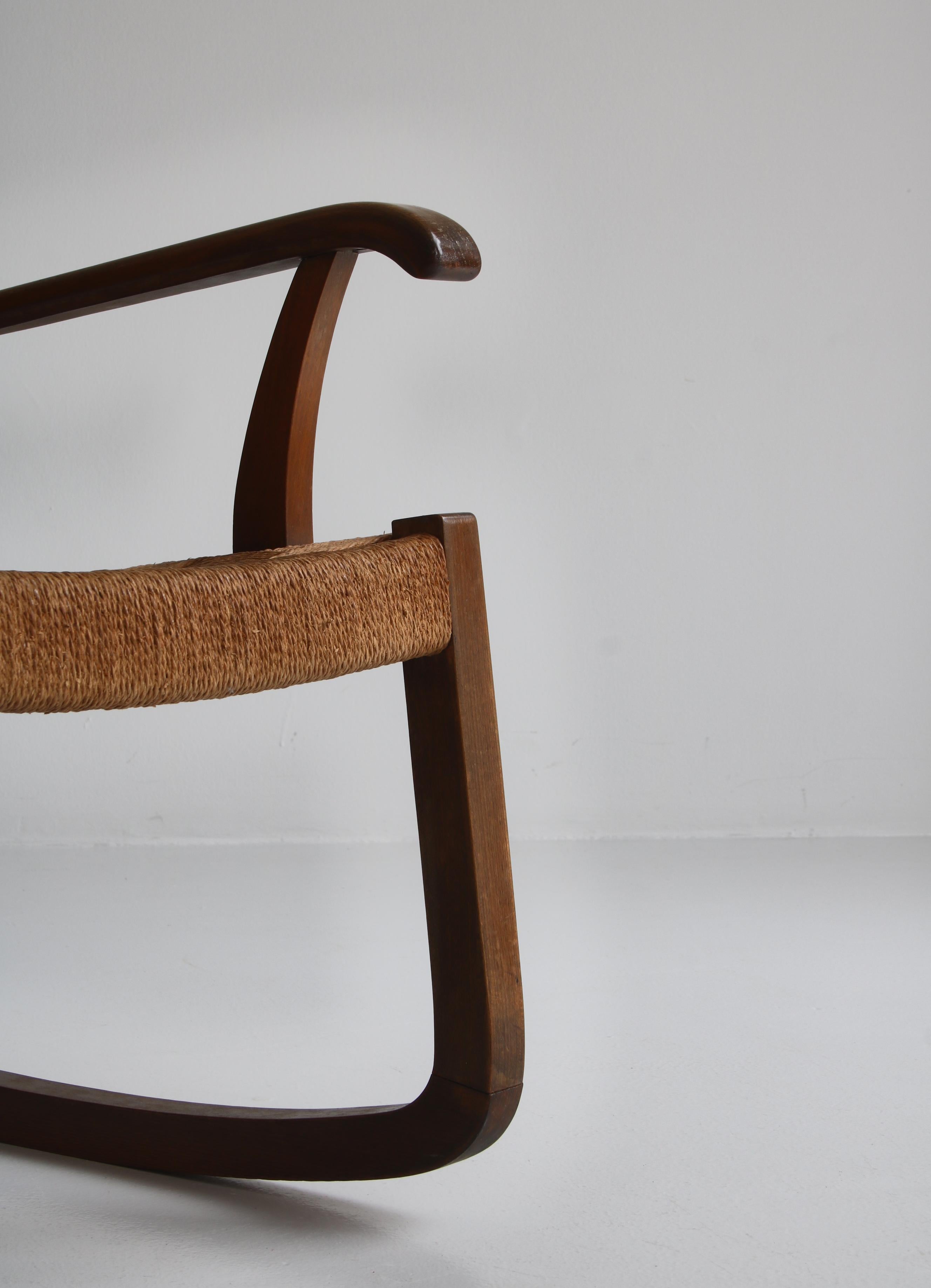 1940´s Fritz Hansen Rocking Chair by Karl Scröder in Beech and Seagrass 3