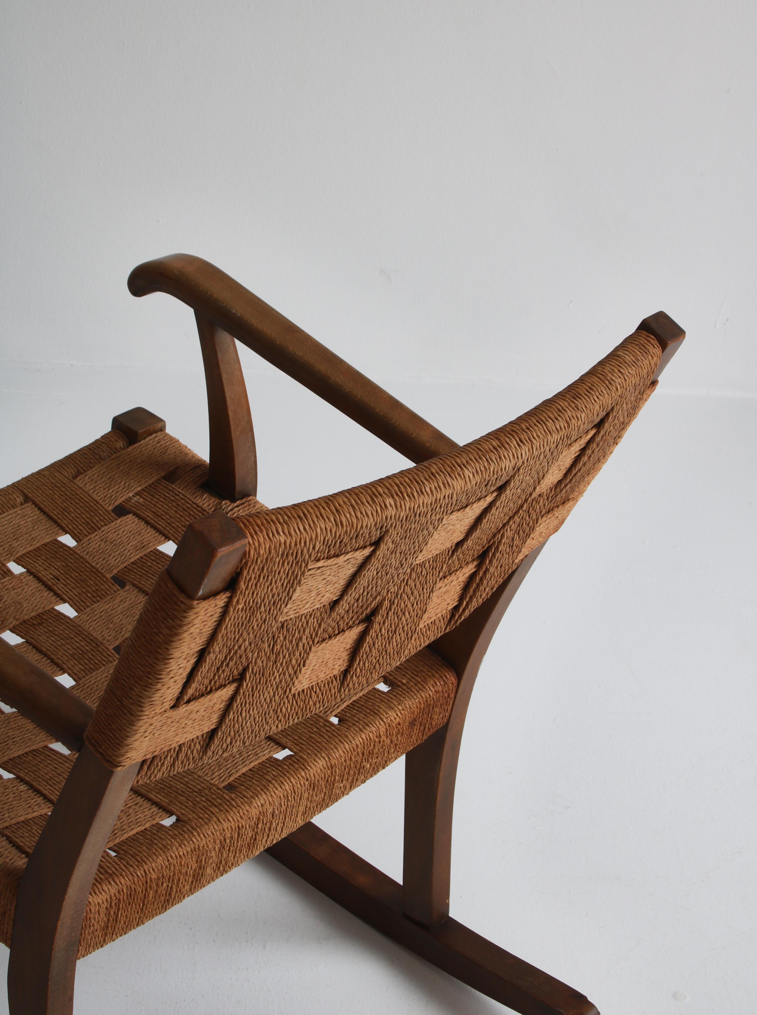 1940´s Fritz Hansen Rocking Chair by Karl Scröder in Beech and Seagrass 5