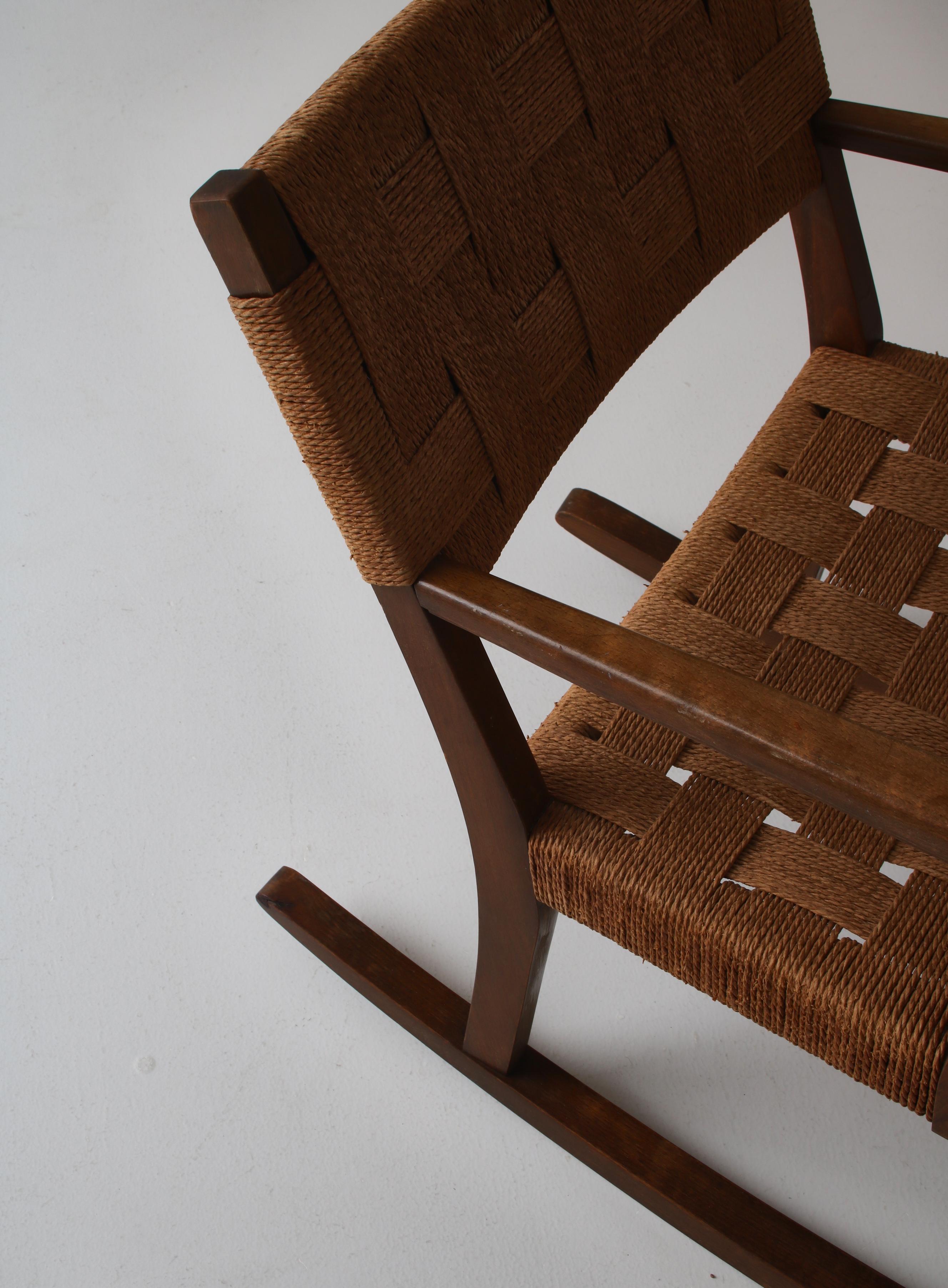 1940´s Fritz Hansen Rocking Chair by Karl Scröder in Beech and Seagrass 6