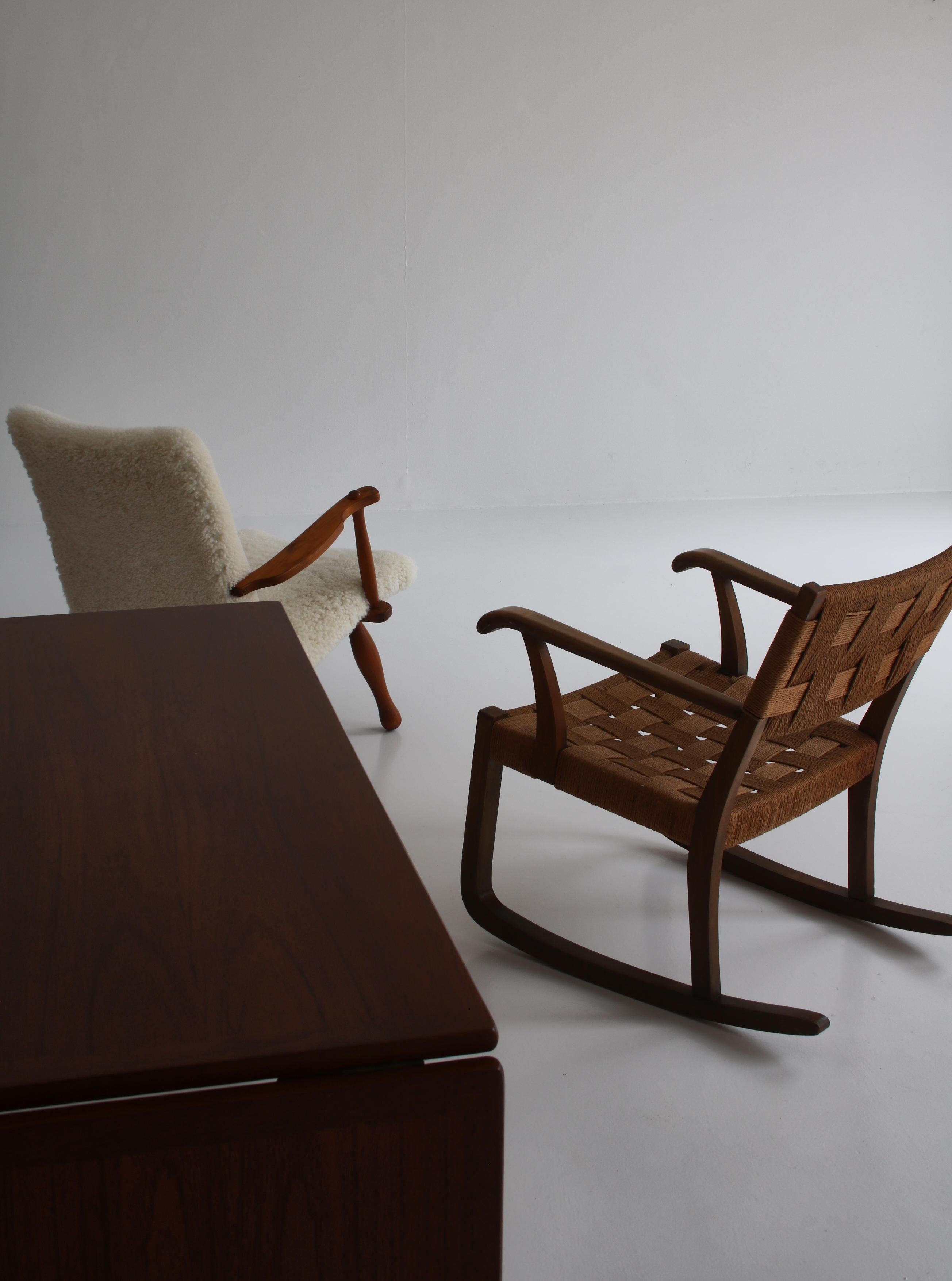 1940´s Fritz Hansen Rocking Chair by Karl Scröder in Beech and Seagrass 9