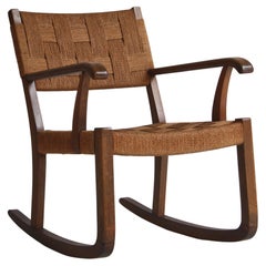 1940´s Fritz Hansen Rocking Chair by Karl Scröder in Beech and Seagrass