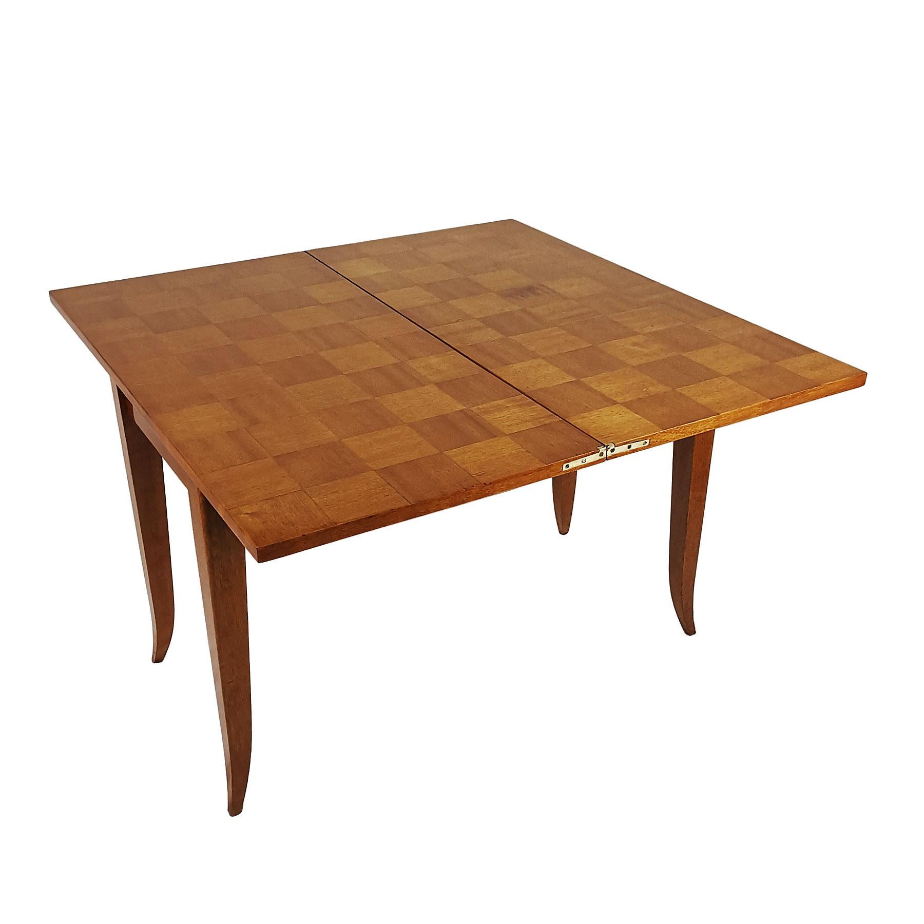 Mid-Century Modern Game Table in Light Mahogany With Double Flap Top - France For Sale 2