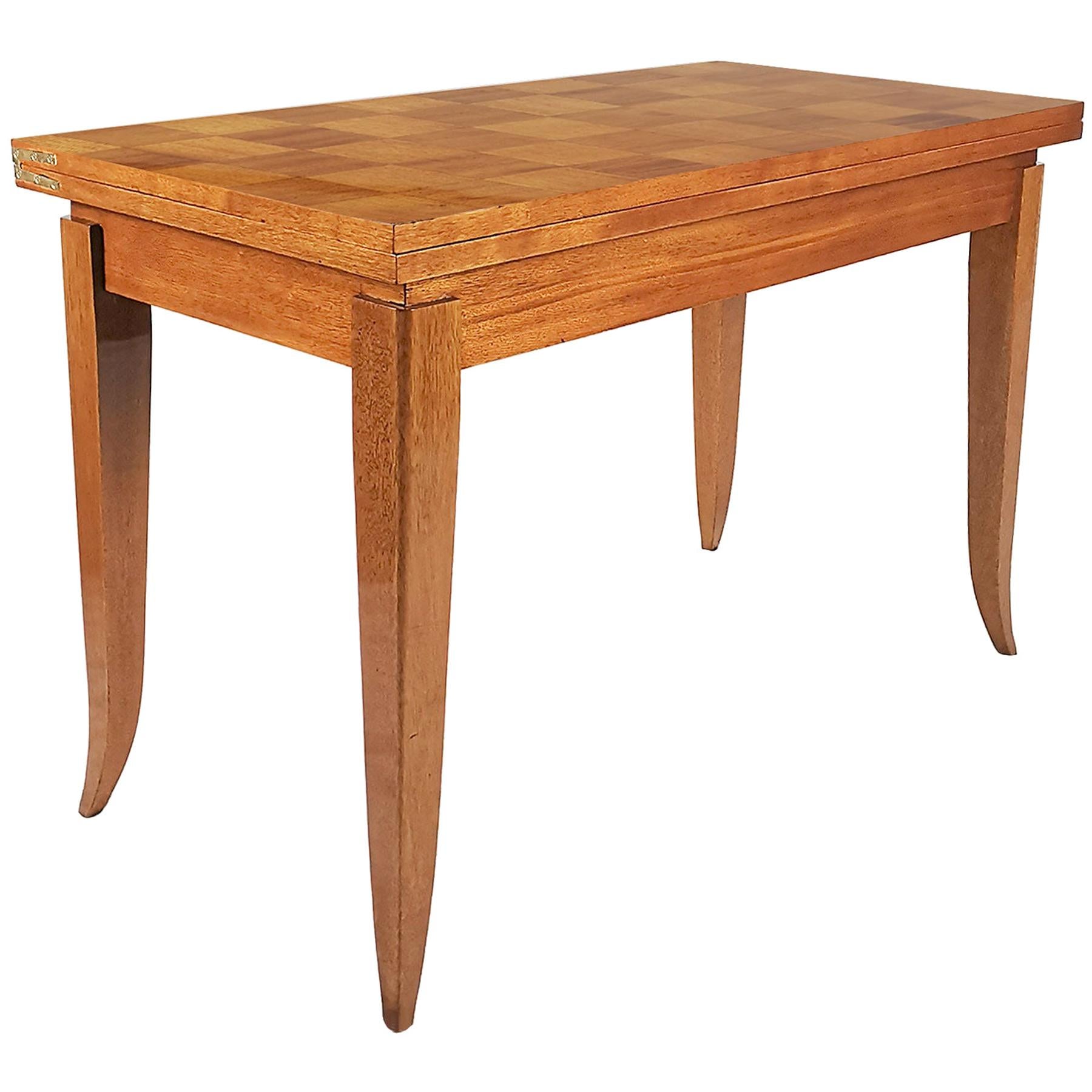 Mid-Century Modern Game Table in Light Mahogany With Double Flap Top - France