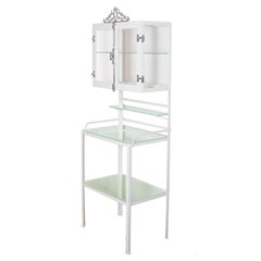 1940s Medical Vitrine, Lacquered and Chrome-Plated Steel, Frosted Glass, Spain