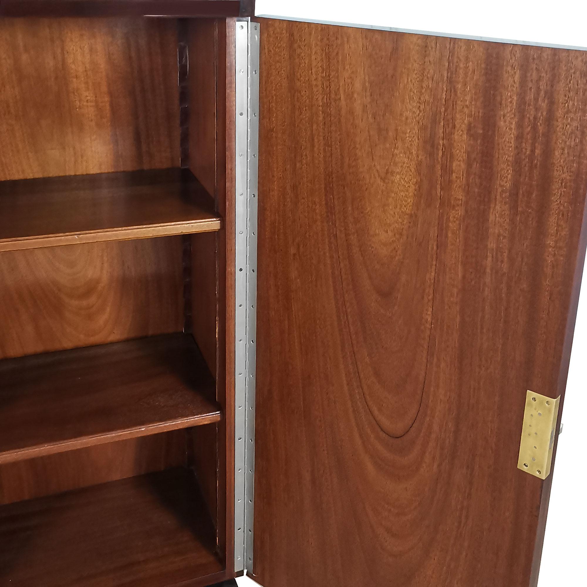 Pair of Mid-Century Modern Cabinets in Solid Mahogany and Marble on Top - France For Sale 1