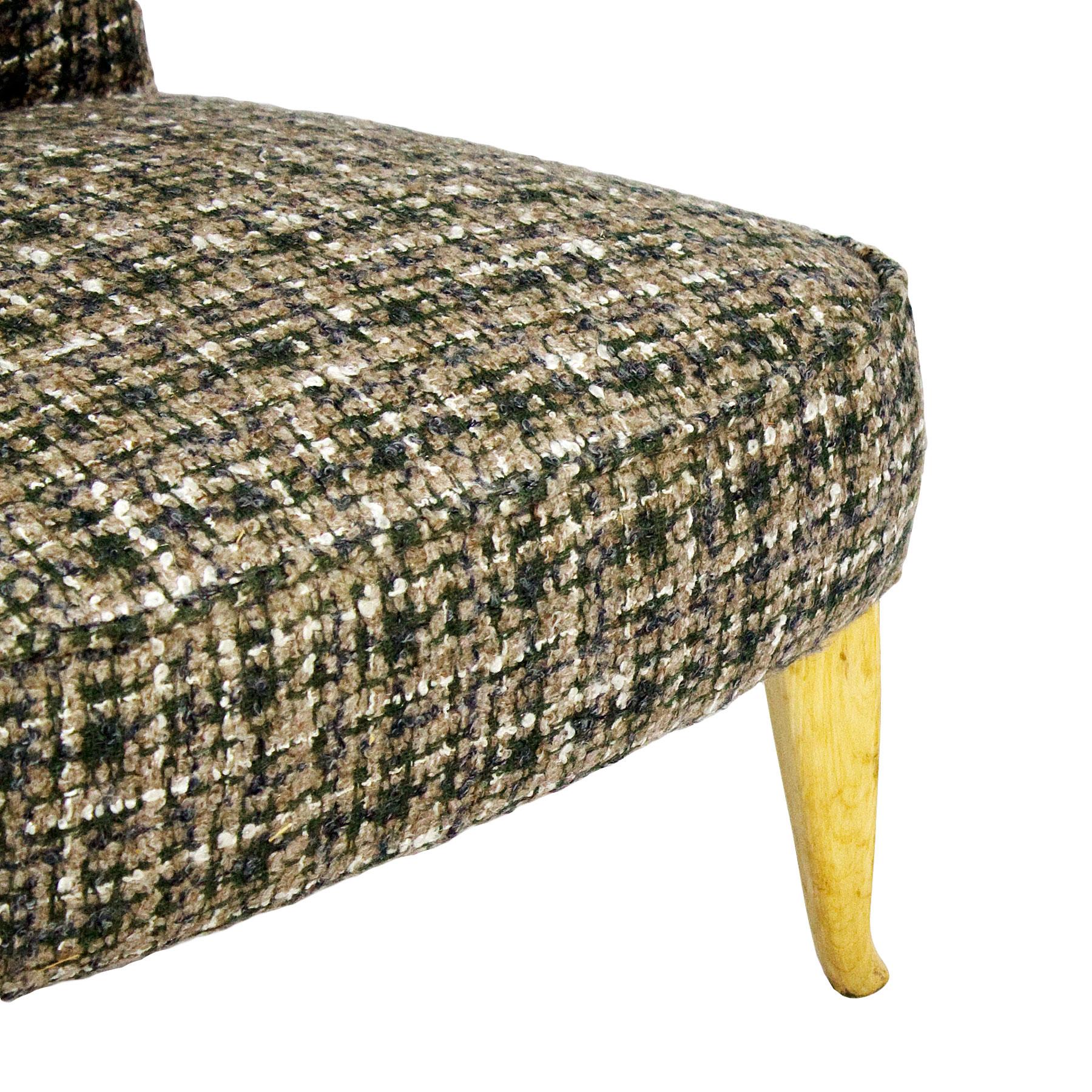 Paire de chaises basses modernes du milieu du siècle en laine verte, beige et blanche - Italie en vente 2