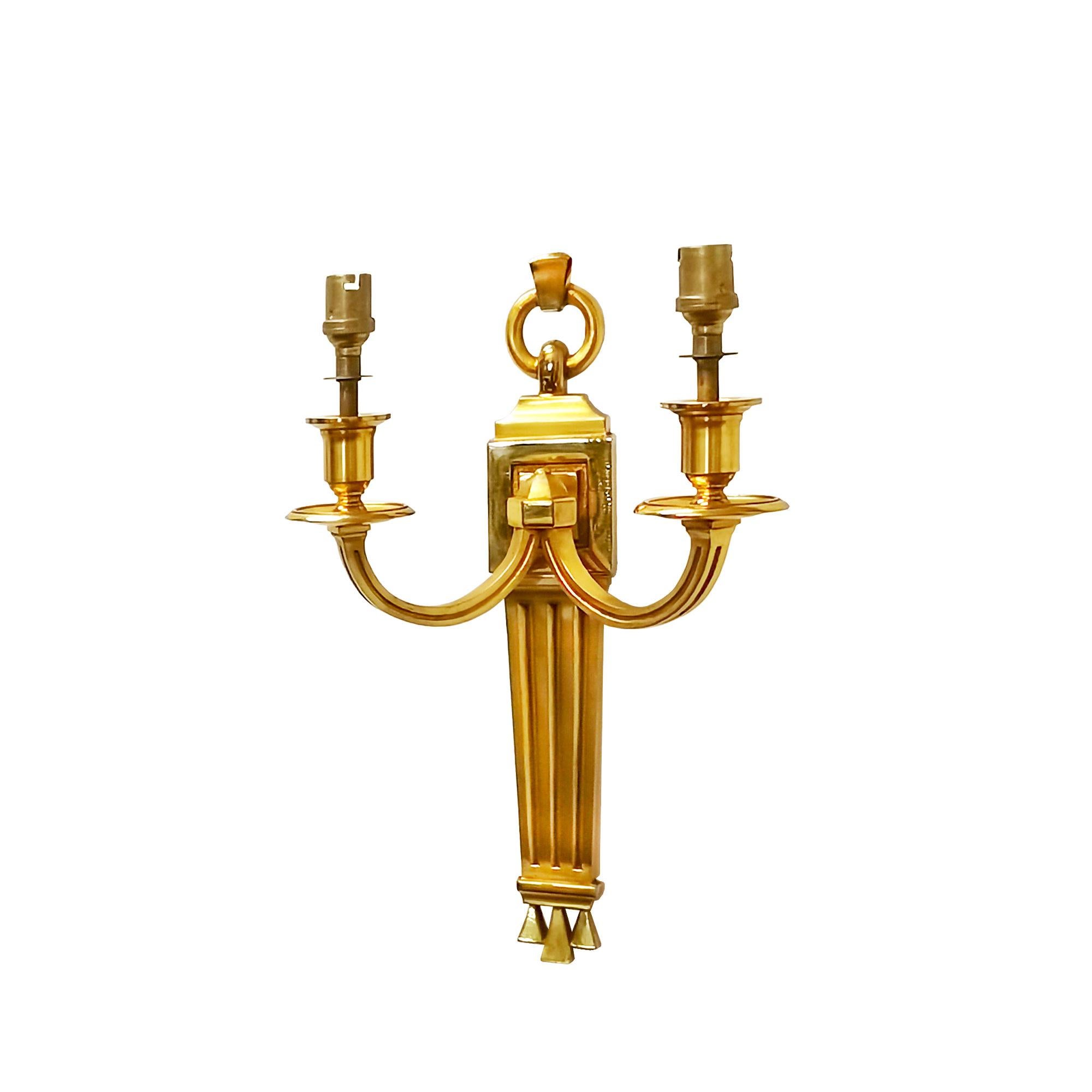 Neoclassical Revival 1940´s Set of Four Neoclassical Wall Lights, Bronze, Italy