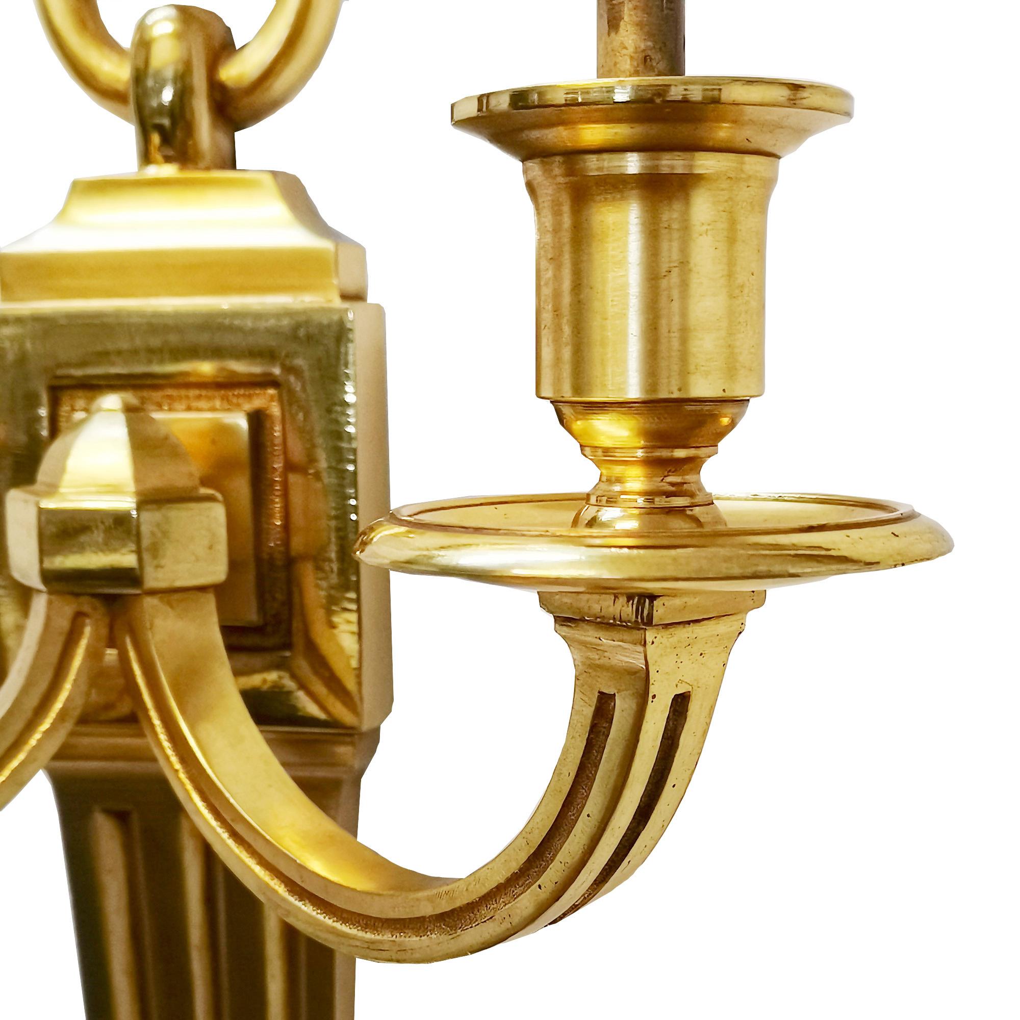 1940´s Set of Four Neoclassical Wall Lights, Bronze, Italy In Good Condition In Girona, ES